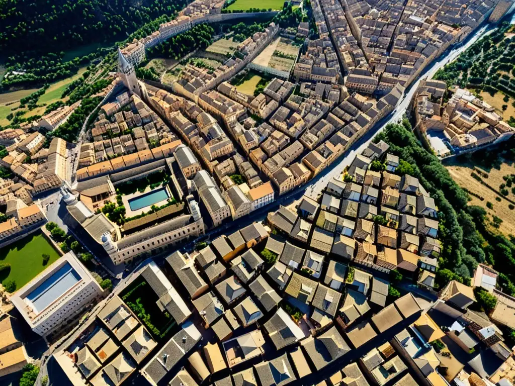 Fotografía aérea de la histórica ciudad de Toledo, España, con la leyenda de la judería que invita a explorar su historia