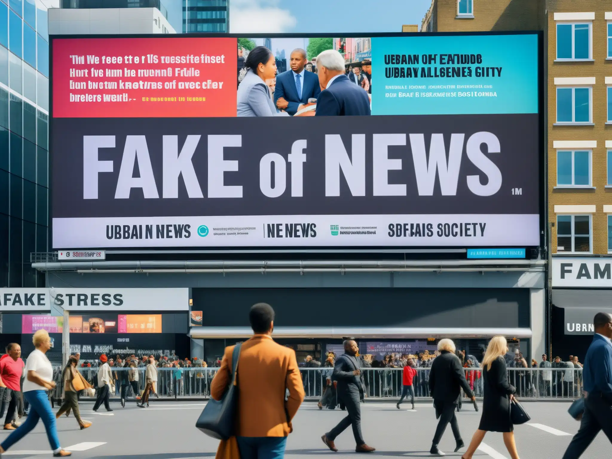 Animada calle urbana contrasta con impacto de Fake News y leyendas urbanas en sociedad