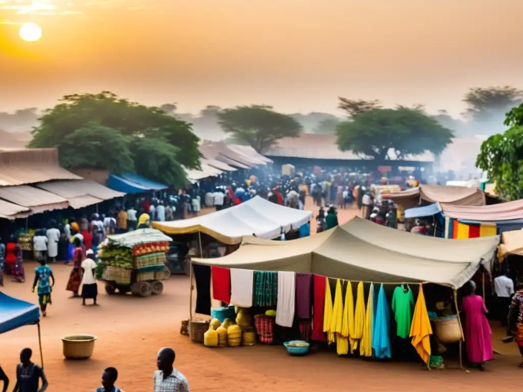 En el animado mercado de Bamako, Mali, se ven apariciones fantasmales entre los puestos de colores y la gente en ropa tradicional