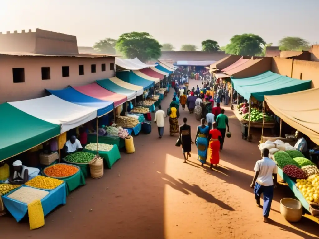 Animado mercado en Bamako, Mali con puestos coloridos, multitudes y apariciones fantasmales mercado Bamako Mali