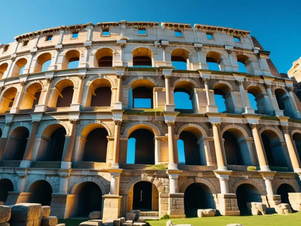 Antiguo anfiteatro romano bañado por la luz dorada del sol, evocando la influencia de la antigüedad en leyendas urbanas