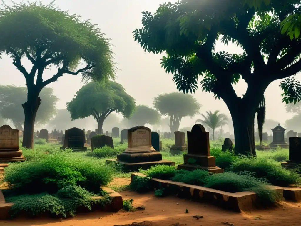 Un antiguo cementerio cubierto por la vegetación en Ouagadougou, con un aura sobrenatural