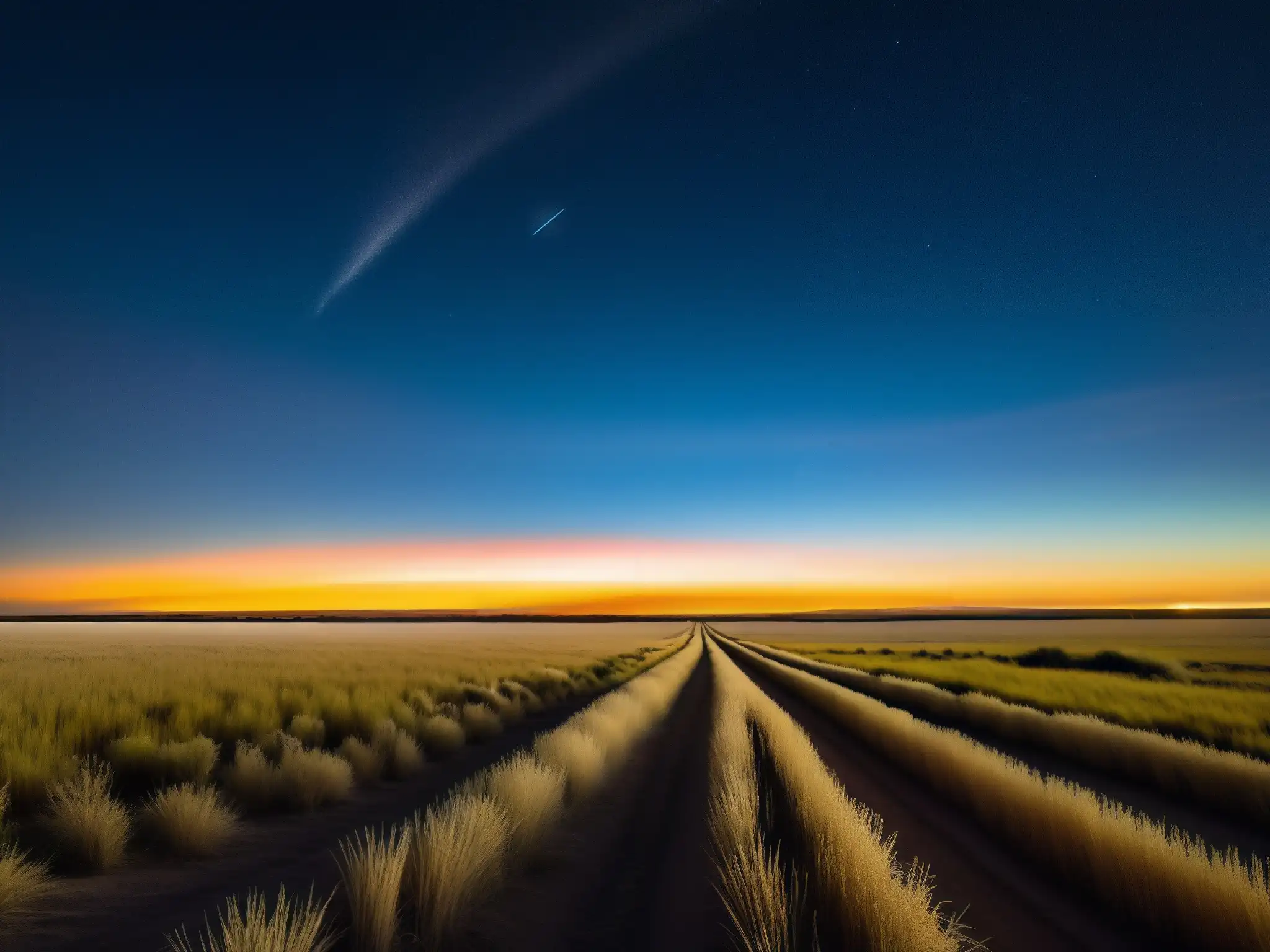 Fotografía asombrosa de las Pampas de noche, con el misterioso brillo del fenómeno Luz Mala en la distancia
