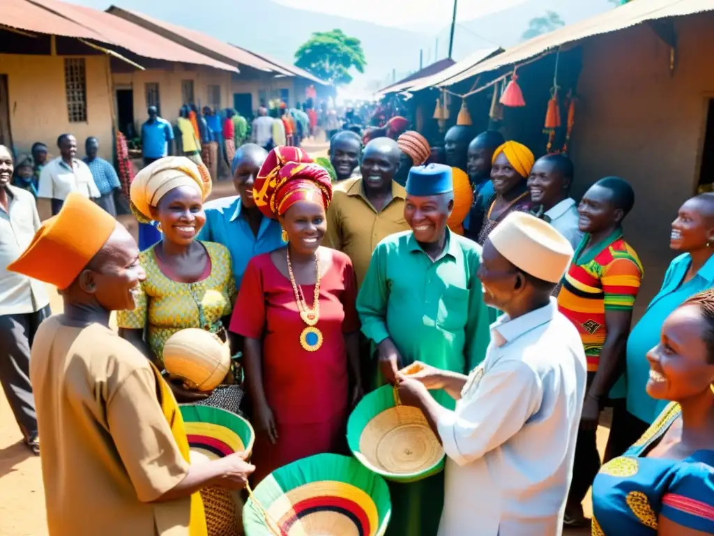 Un bullicioso mercado burundés con puestos coloridos y rituales ancestrales en leyendas urbanas