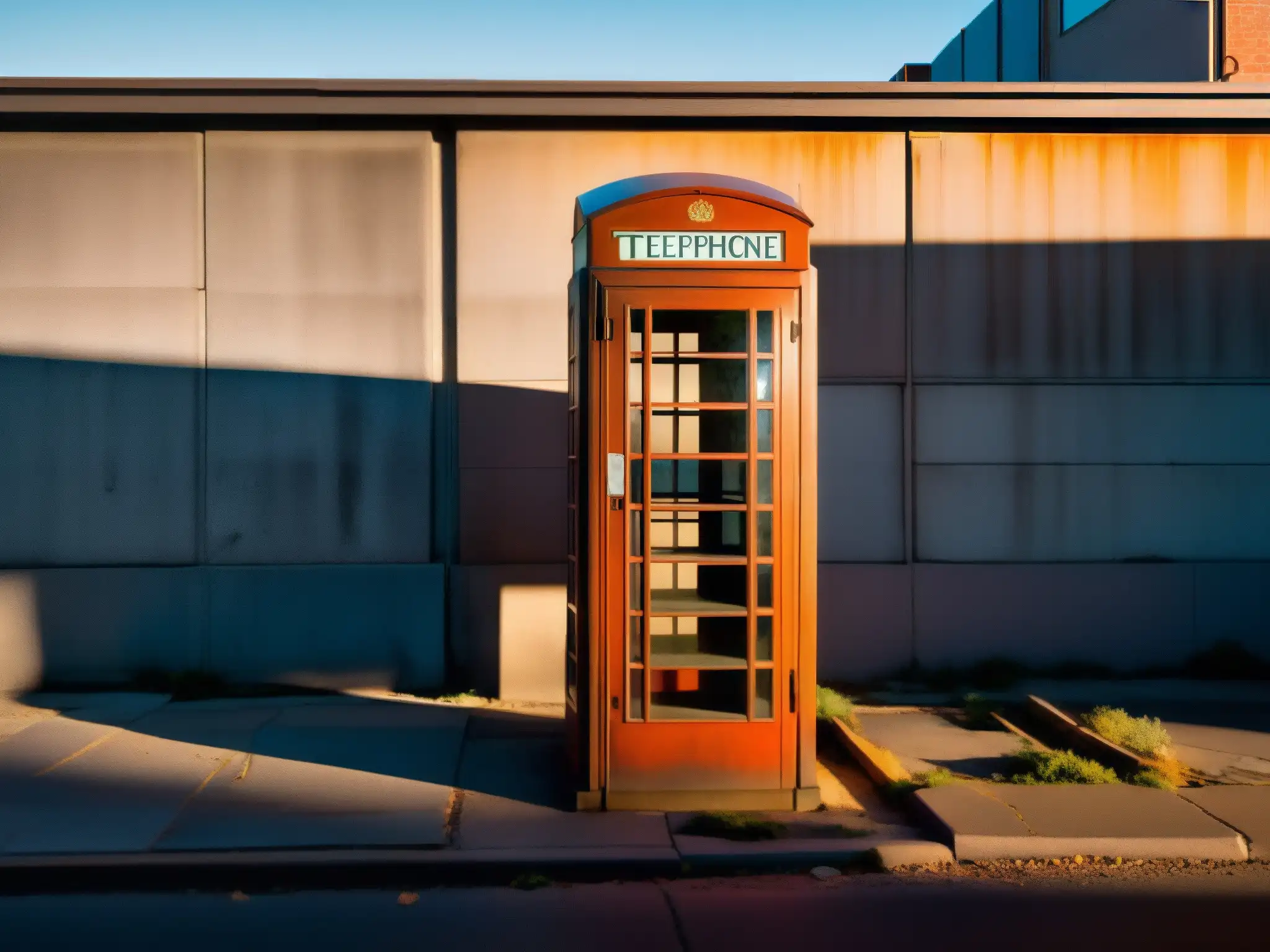 Una cabina telefónica antigua y desgastada en una calle desierta al anochecer, evocando misterio y la verdad sobre maldición números telefónicos