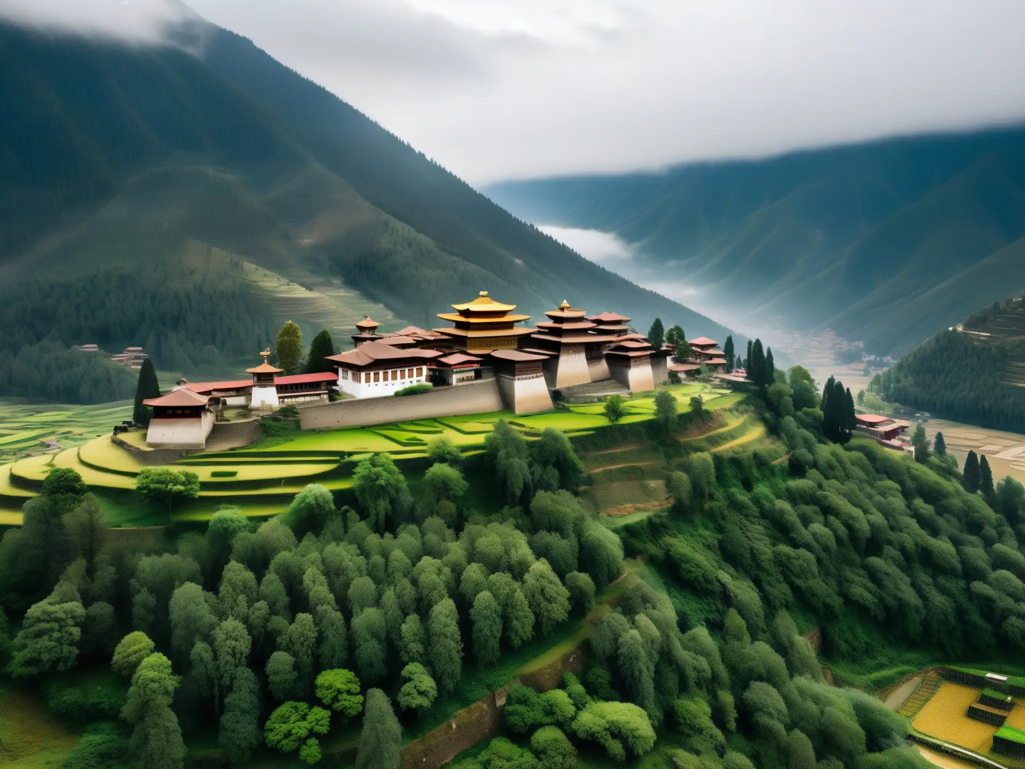 La Ciudad Fantasma de Thimphu en Bhután emerge entre la niebla, revelando su misteriosa y melancólica belleza