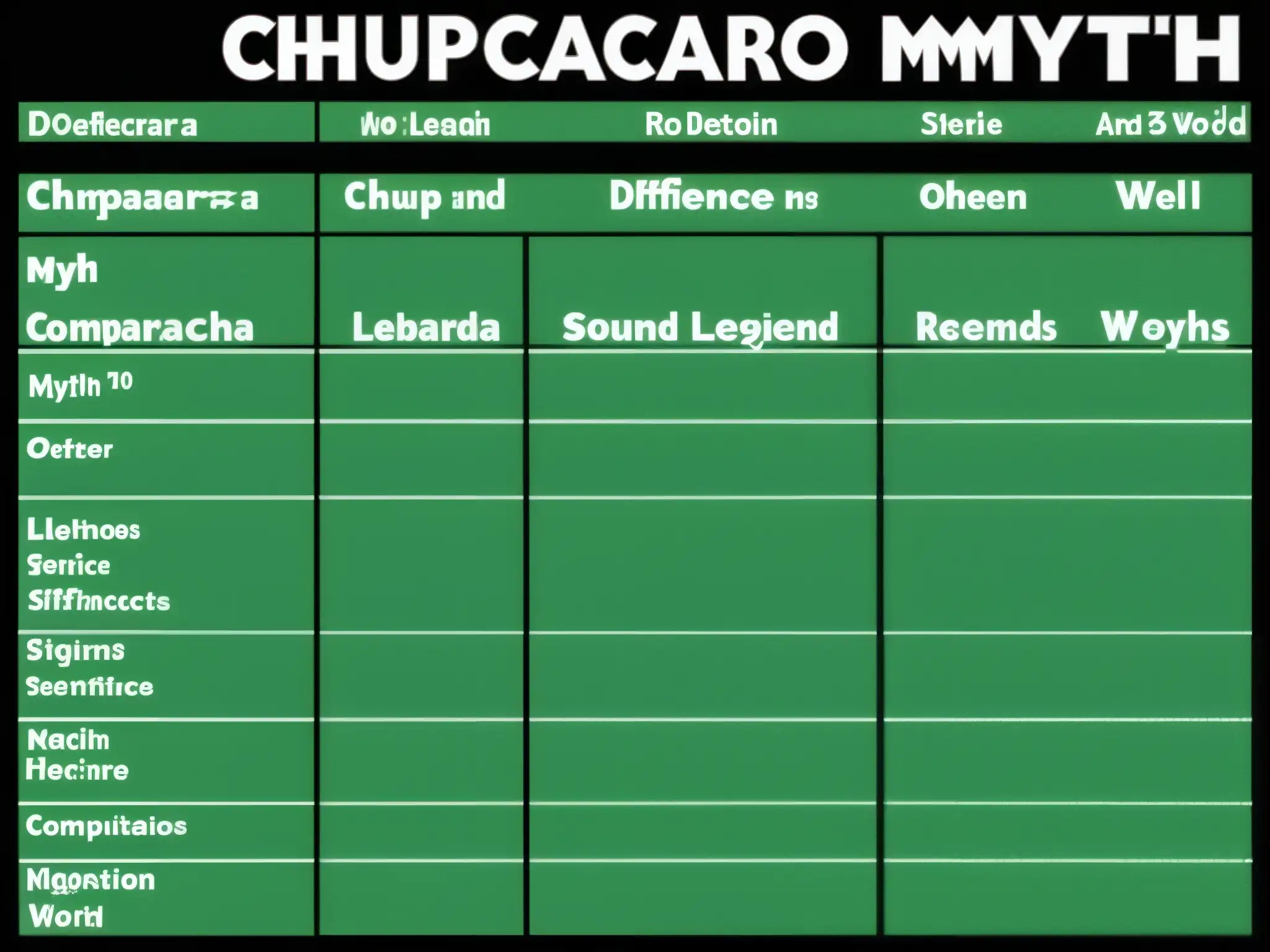 Comparativa detallada de mitos y leyendas, incluyendo el origen mitológico del Chupacabras