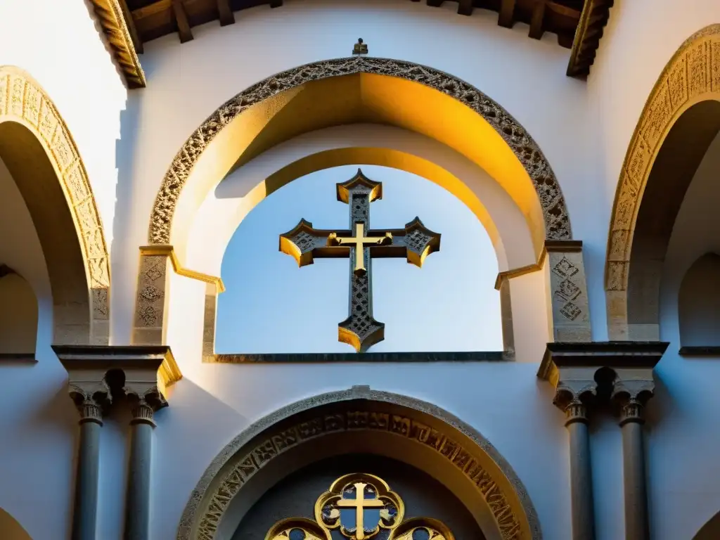 El Convento de Cristo en Tomar, Portugal, bañado en luz dorada, muestra el misticismo y leyenda en Tomar con detalles arquitectónicos impresionantes