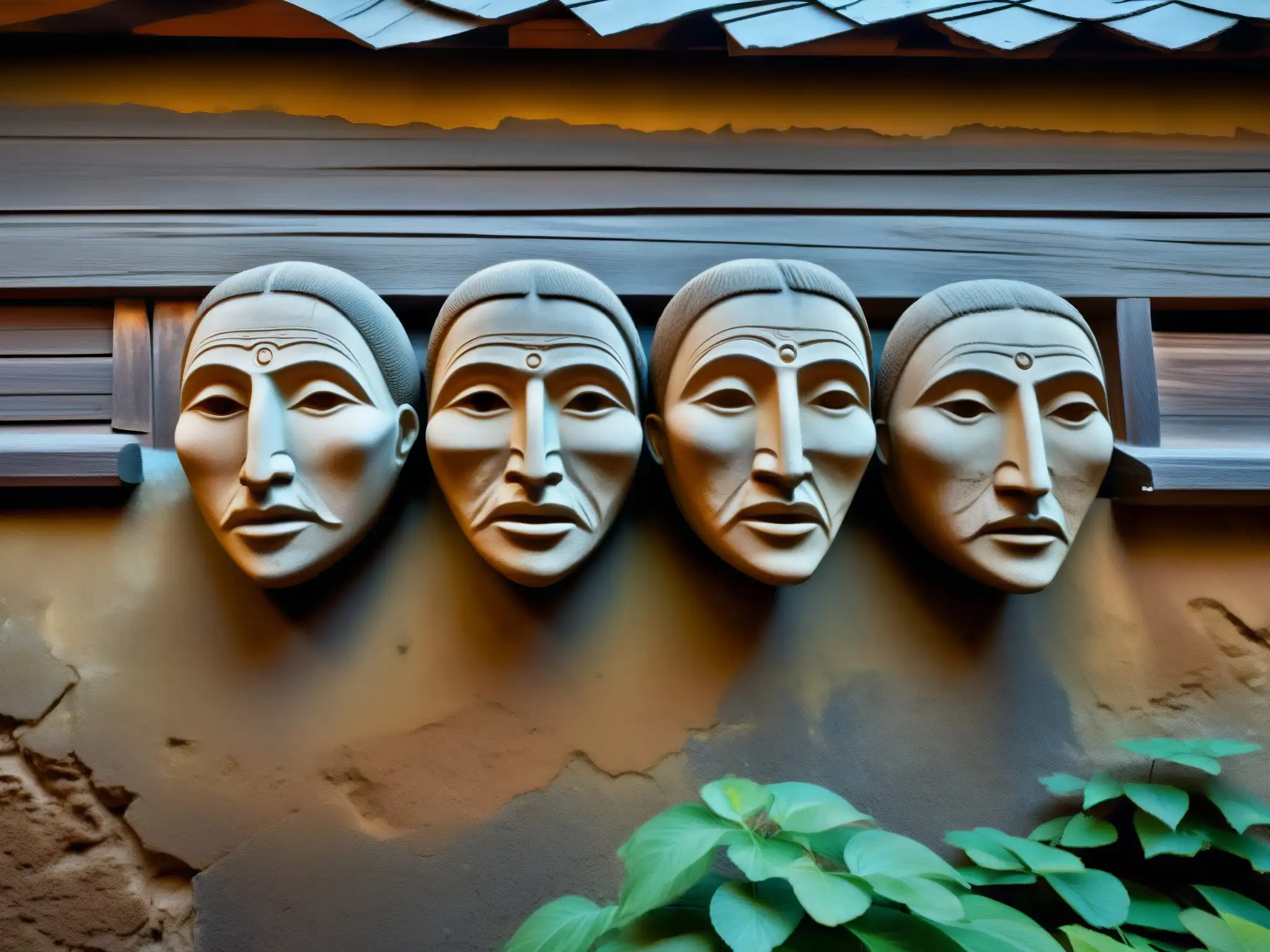 Detallada imagen de las enigmáticas caras de Bélmez en una pared, mostrando texturas y misterio