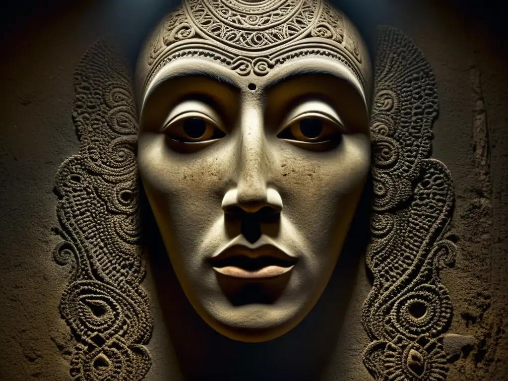 Detallada imagen del fenómeno paranormal Caras de Bélmez, mostrando rasgos faciales en una habitación tenue, evocando su misterio