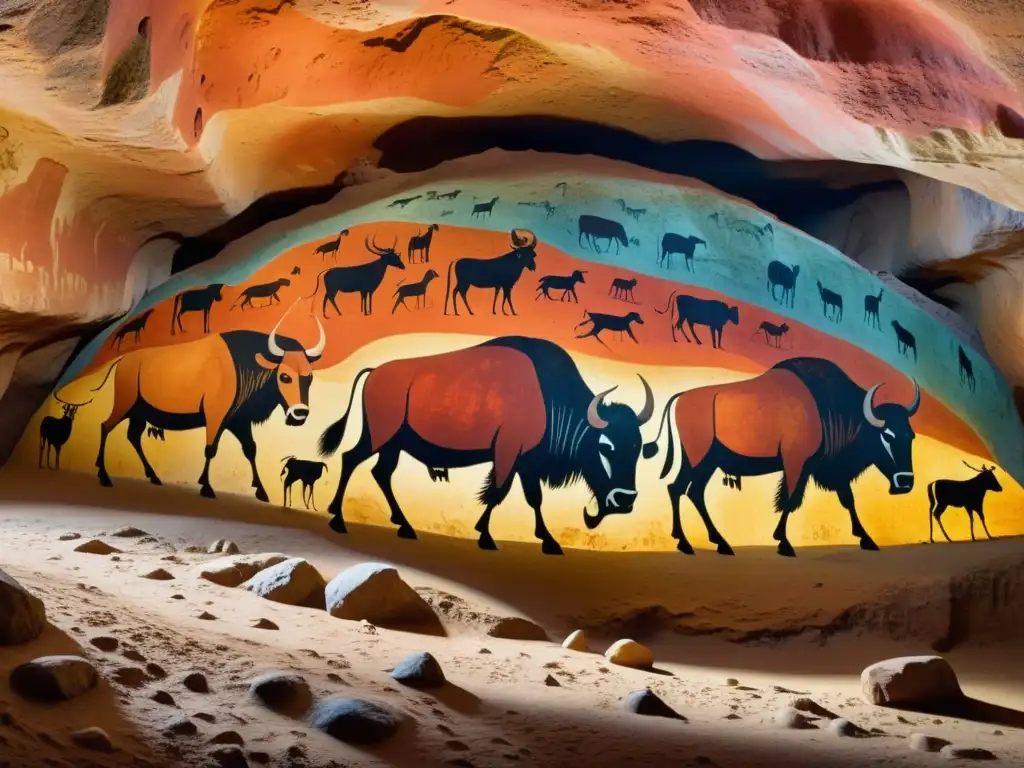 Detalladas pinturas rupestres de bisontes y caballos en las misteriosas Cuevas de Altamira, invitando a explorar leyendas urbanas
