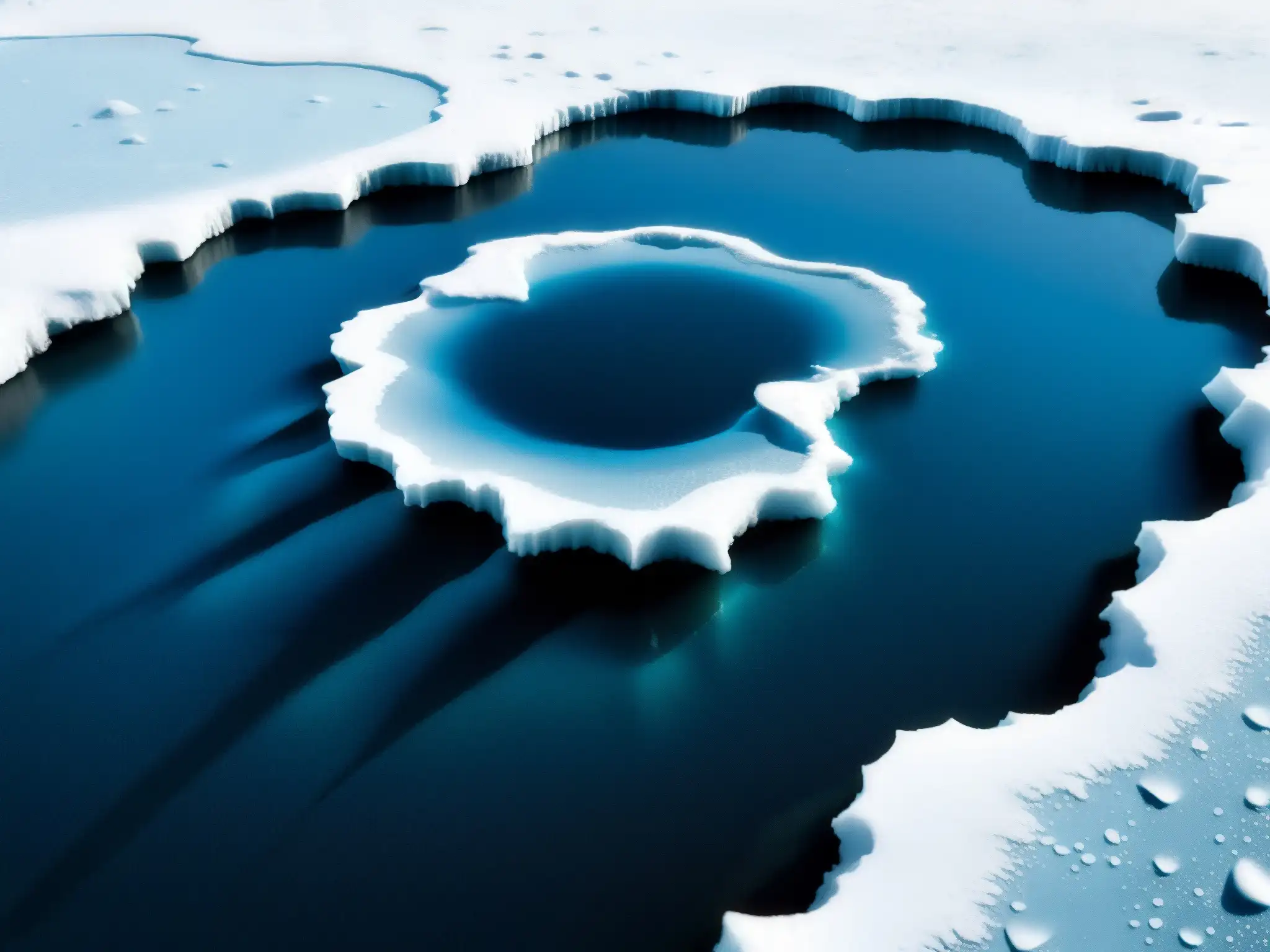 Detalle impresionante de fusión de casquete polar, reflejando impacto del cambio climático en regiones polares