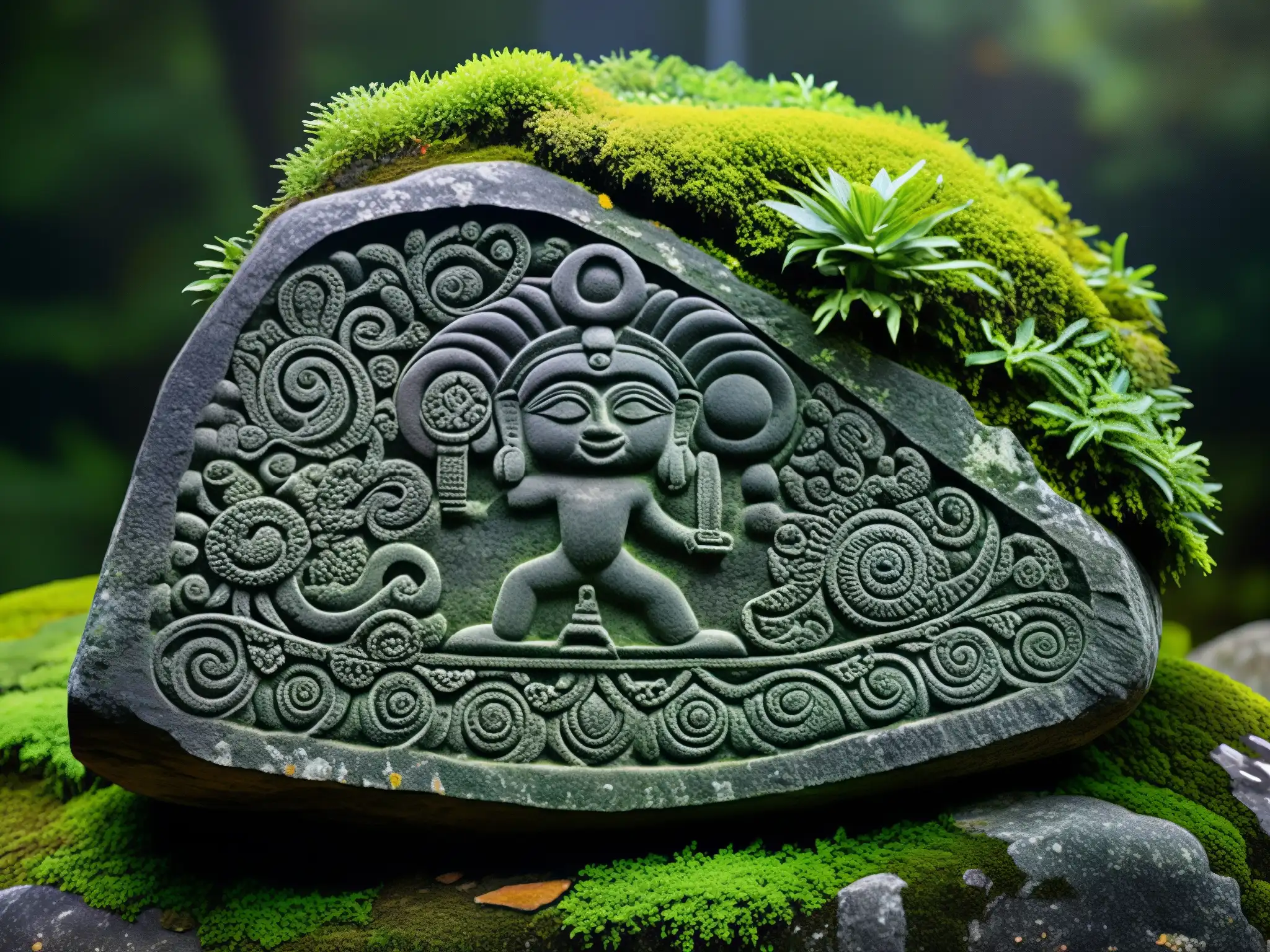 Detalle impresionante de la Piedra Encantada de Tlalpan, enigma prehispánico en la naturaleza exuberante