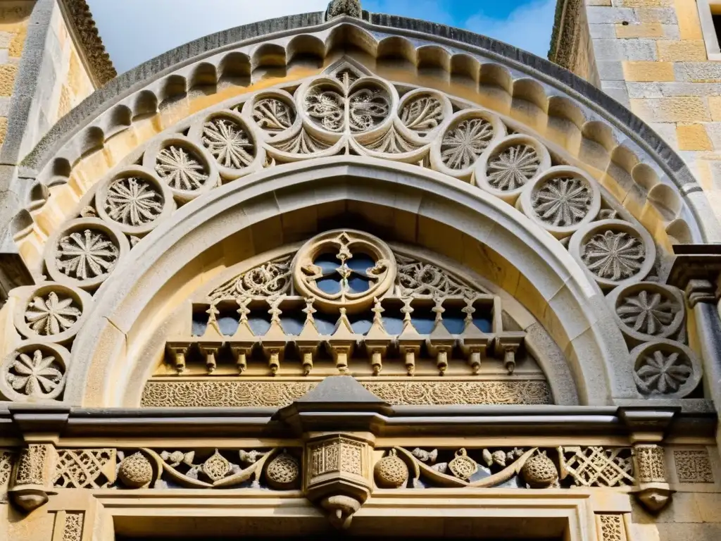 Detalles tallados en la fachada del Convento de Cristo en Tomar, Portugal, transmiten el misticismo y leyenda en Tomar