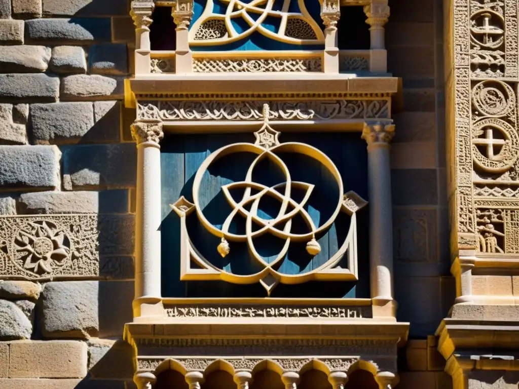Detalles tallados en la fachada de una sinagoga histórica en Toledo, España, evocando misterio y leyenda judería Toledo historia