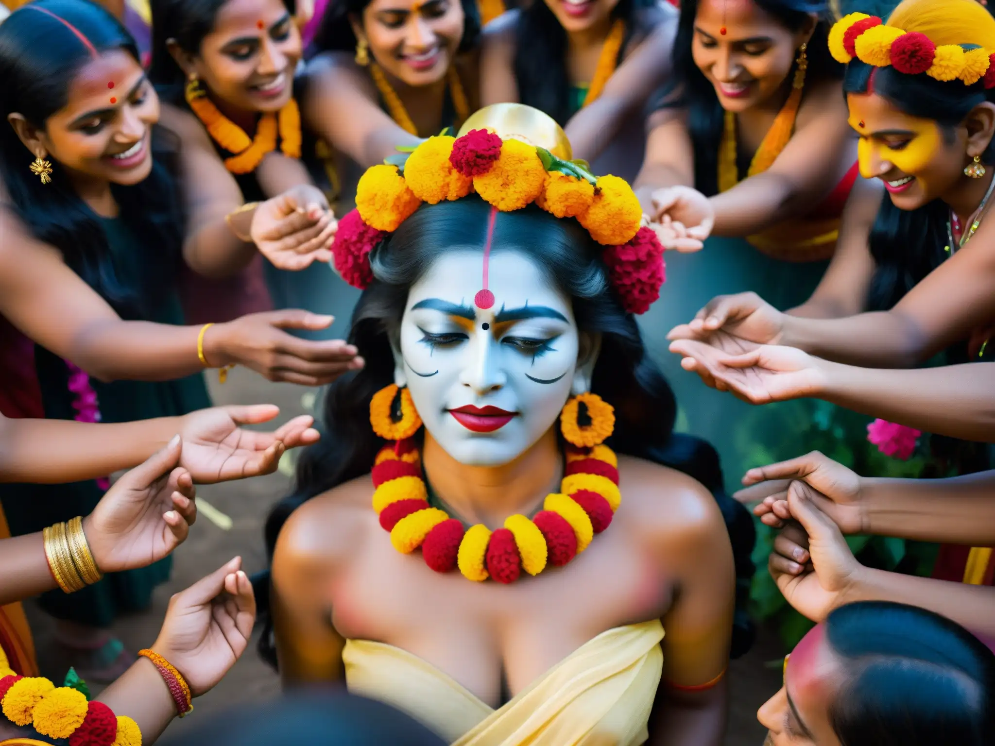 Devotos en Calcuta adoran a la diosa Kali en un ambiente místico y vibrante