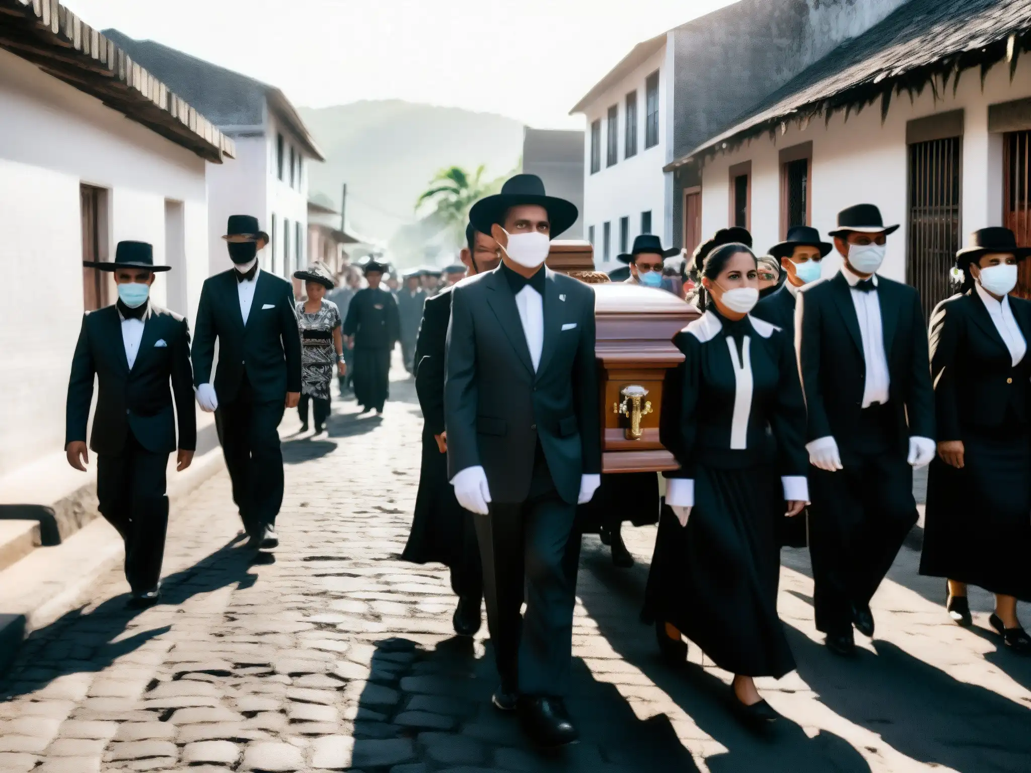 Un emotivo cortejo fúnebre en una aldea centroamericana, con vestimenta tradicional y un ornado ataúd