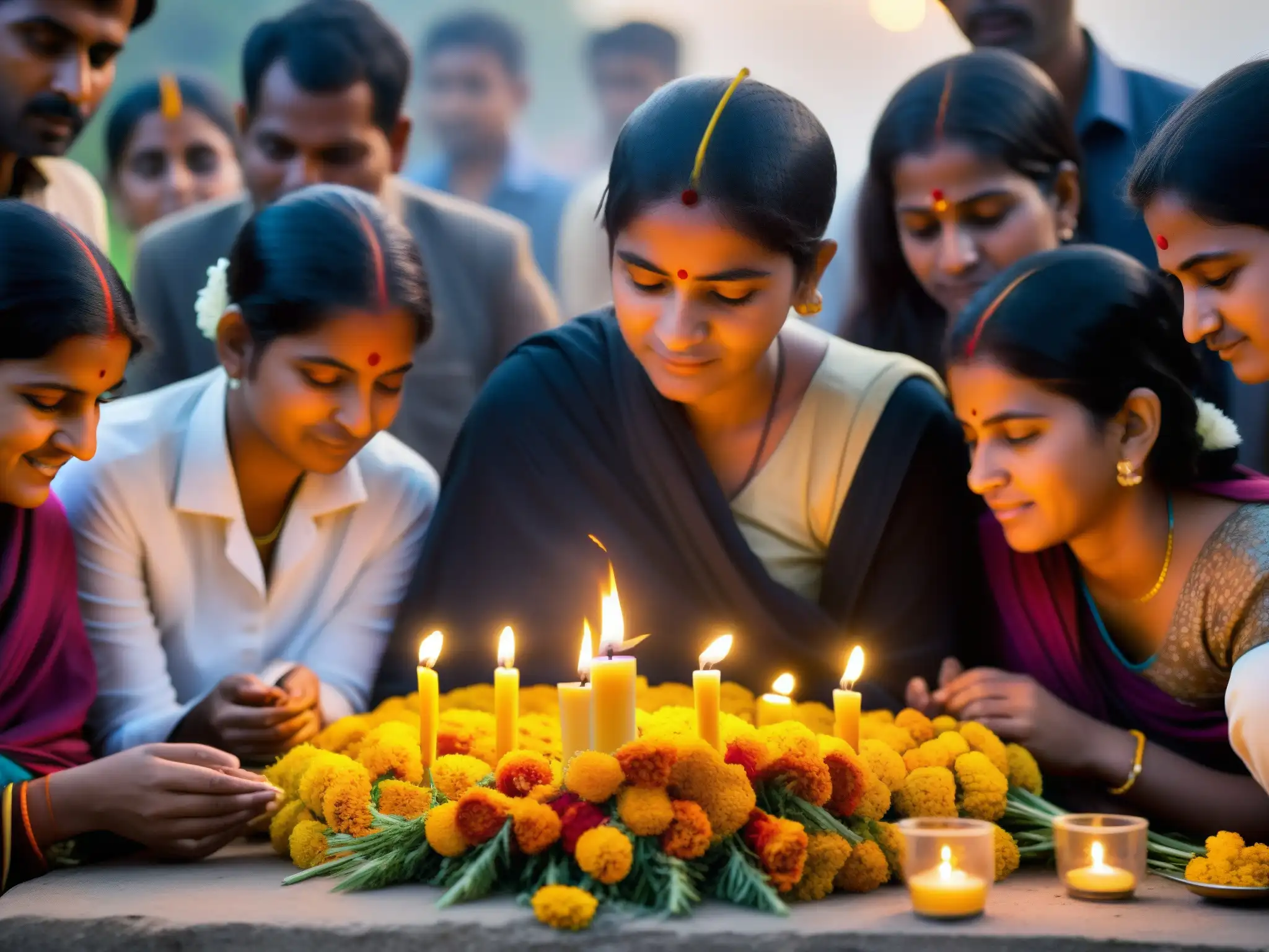 Un emotivo homenaje a los niños perdidos en Nithari, con aldeanos reunidos en un memorial con guirnaldas y velas