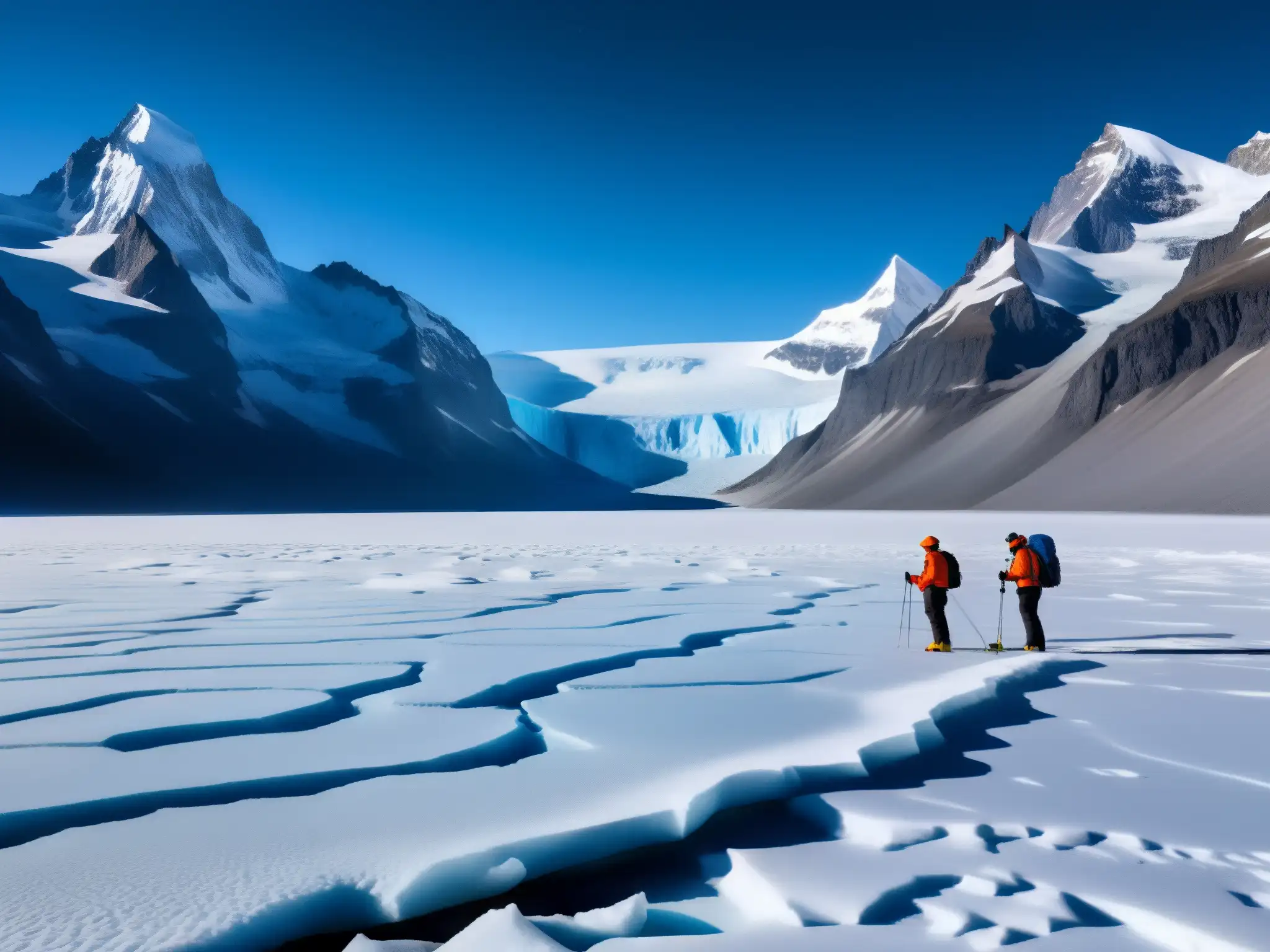 Un equipo de científicos analiza muestras de hielo en un paisaje helado