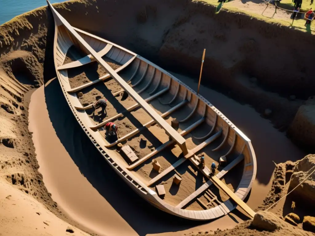 Equipo de investigadores descubre barco vikingo enterrado con detalles tallados, bajo la 'Sombra de Sleipnir mito urbano'