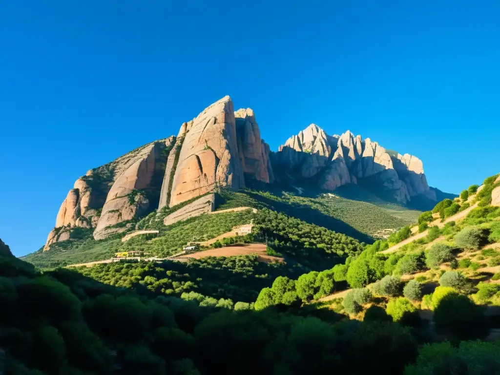 Espectacular Montserrat en Cataluña, con sus picos rocosos y paisaje verde