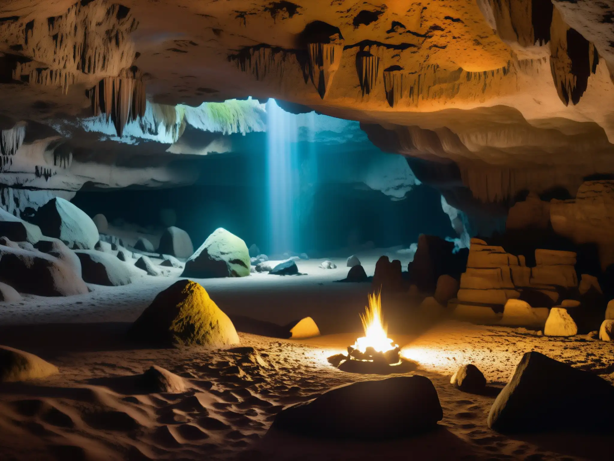 Exploradores descubren un tesoro espectral en la Cueva Son Bhandar, entre formaciones rocosas