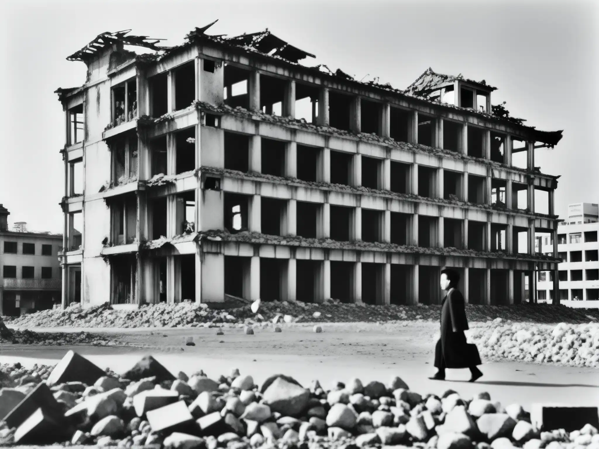 Los fantasmas de la Bomba Atómica: la devastación de Hiroshima capturada en una imagen desoladora en blanco y negro