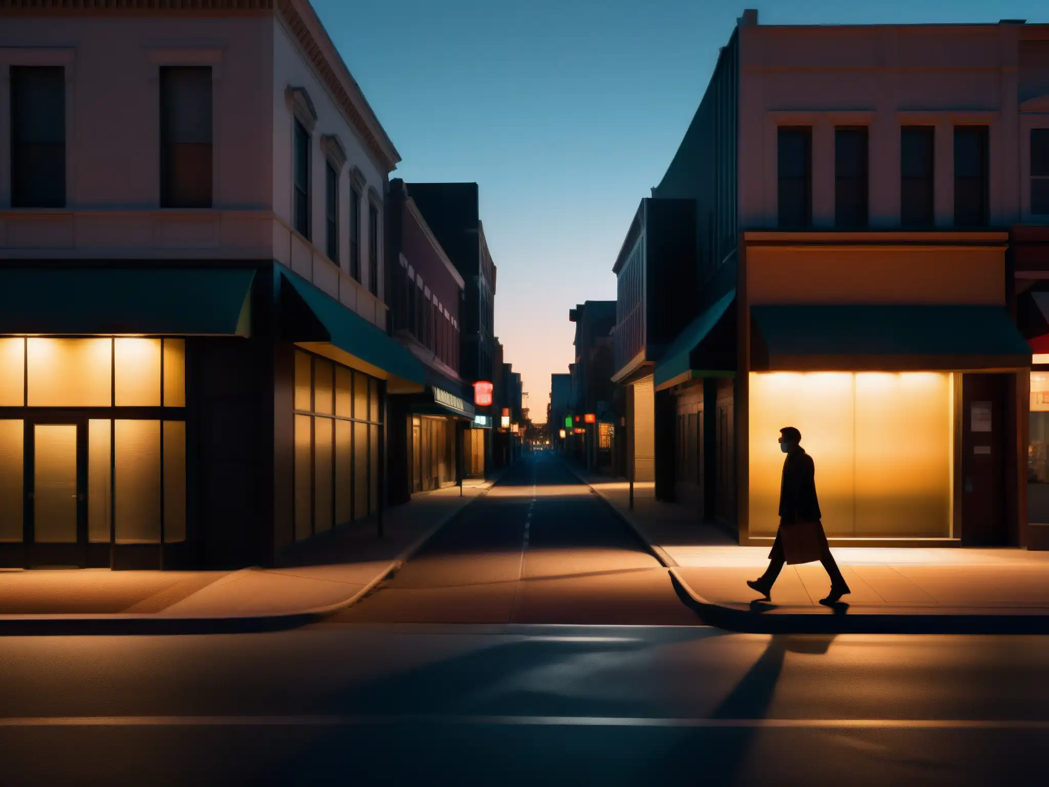 Figura solitaria con máscara camina por calle oscura de la ciudad, aumentando sensación de miedo y leyendas urbanas en pandemia