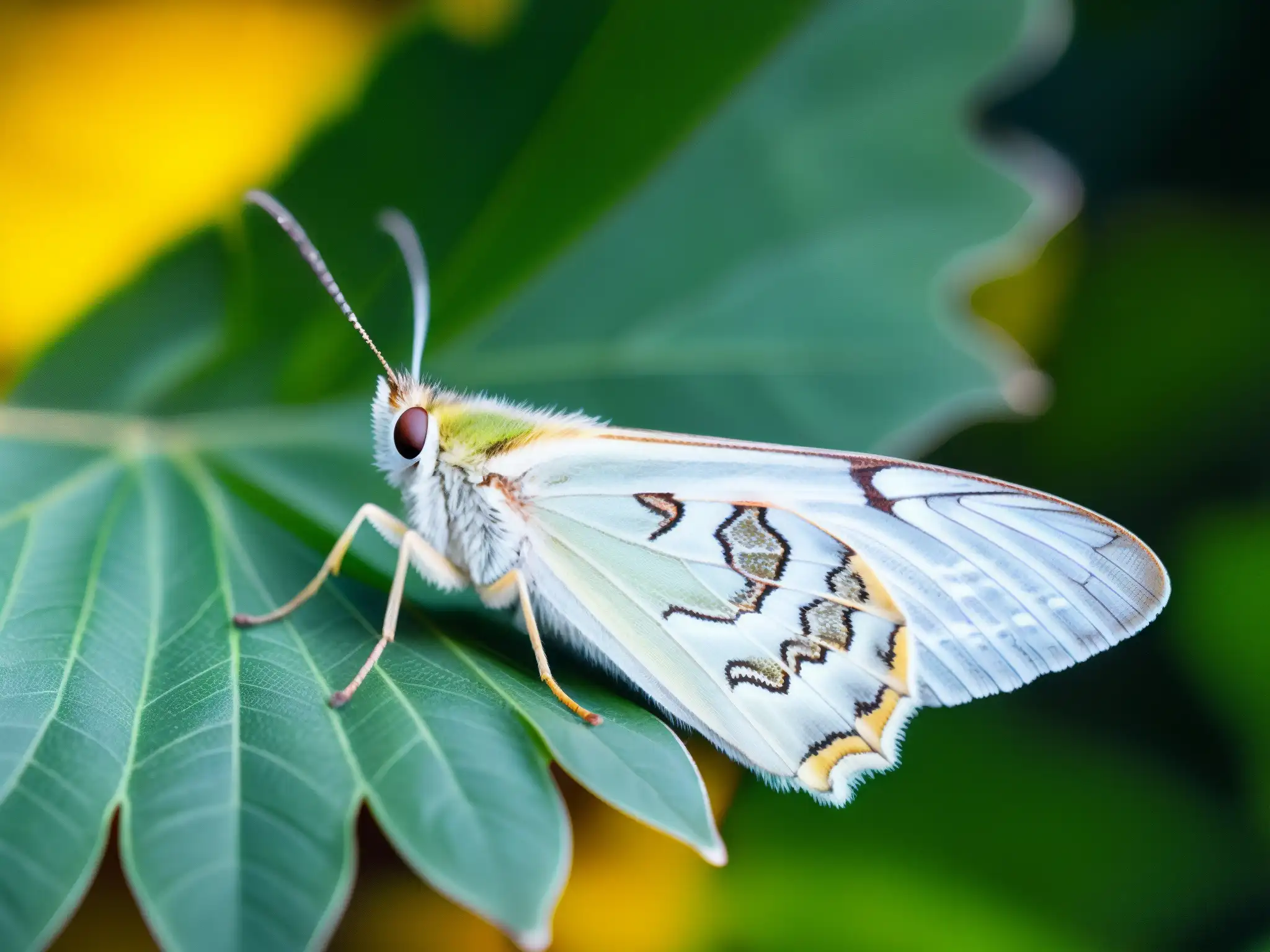 Hermosa mariposa descansa en hoja, destacando sus patrones intrincados y alas delicadas