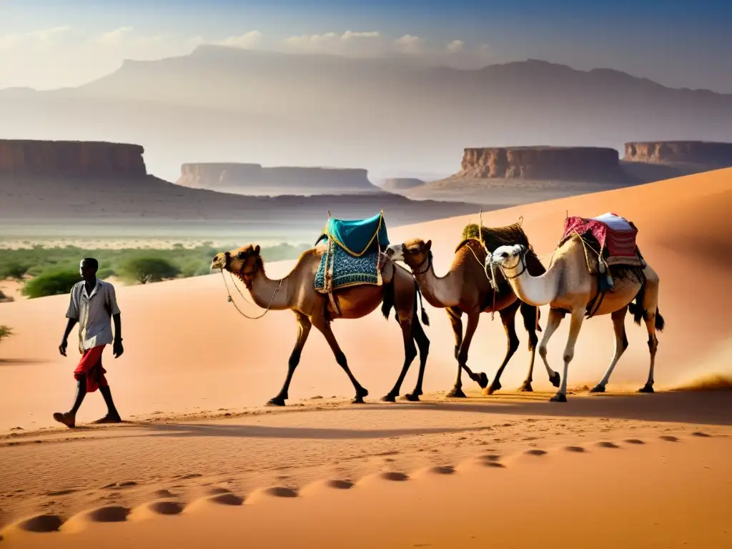 Historias insólitas: nómadas somalíes cruzando el desierto con sus camellos y tiendas improvisadas, envueltos en sus tradicionales ropas