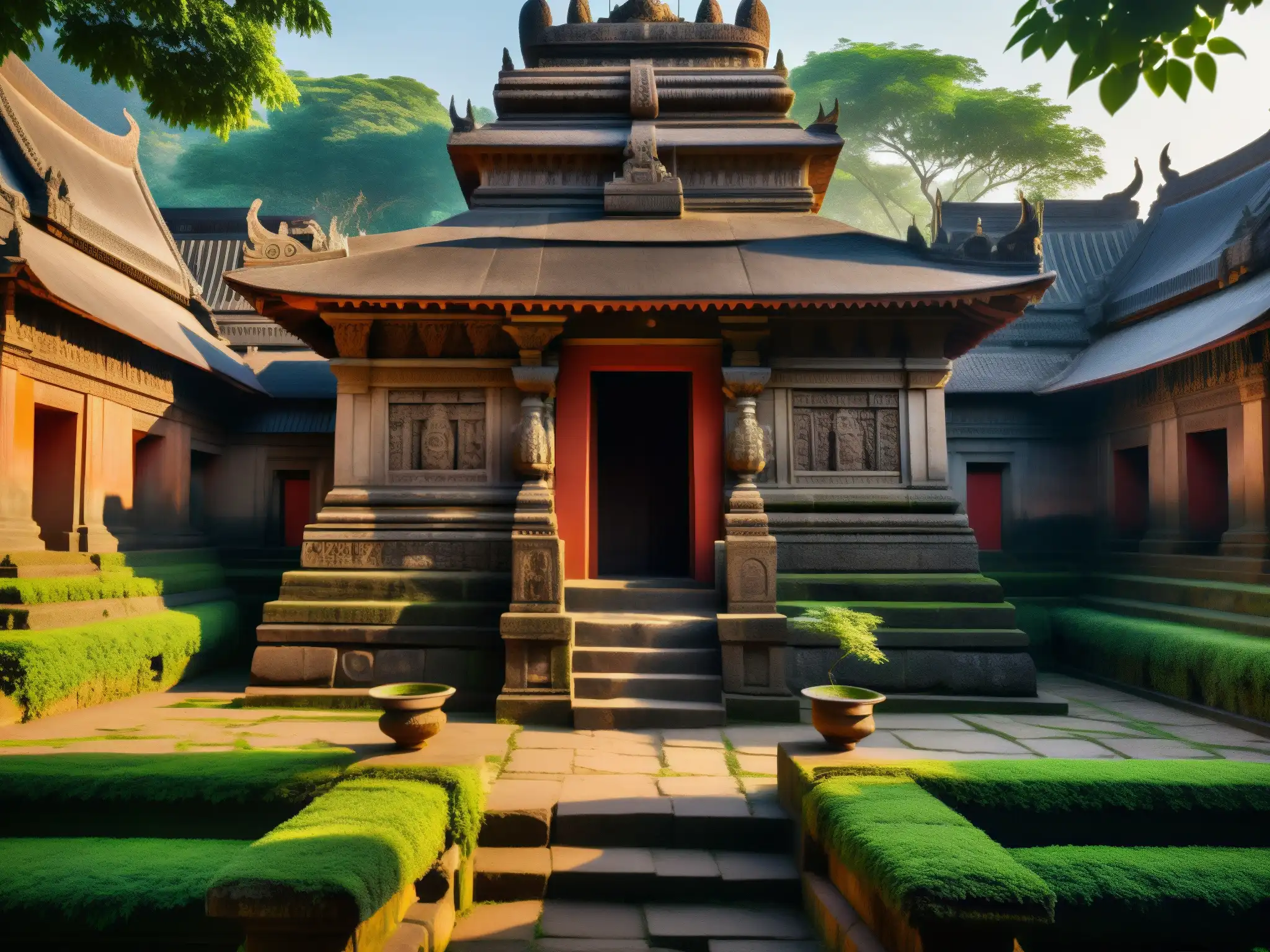 Imagen 8k del antiguo templo de Chinnamasta, con intrincadas esculturas y sombras dramáticas