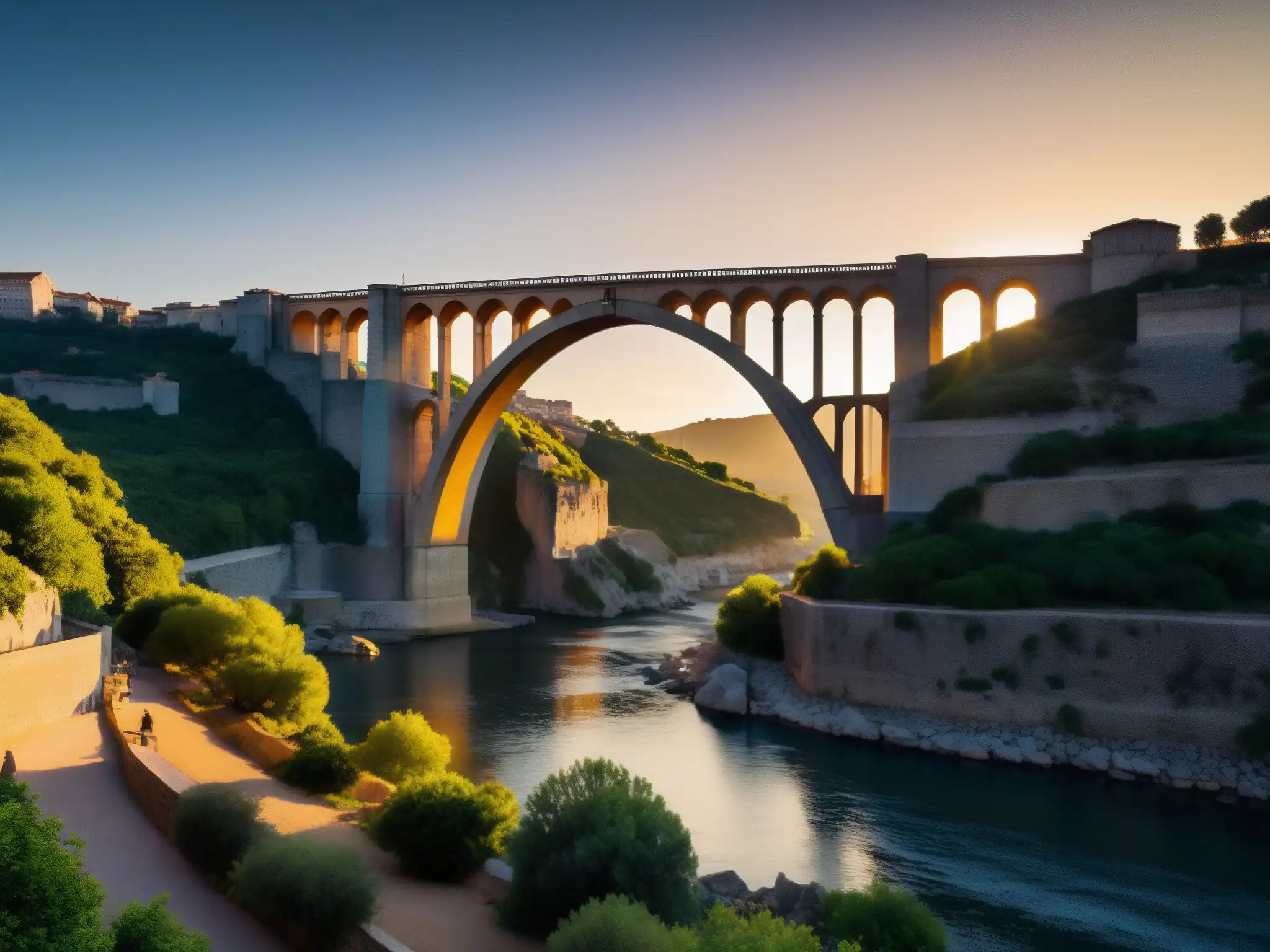 Imagen detallada del Puente de Metlac al anochecer, mostrando su atmósfera misteriosa y las leyendas de guerra y apariciones que lo rodean