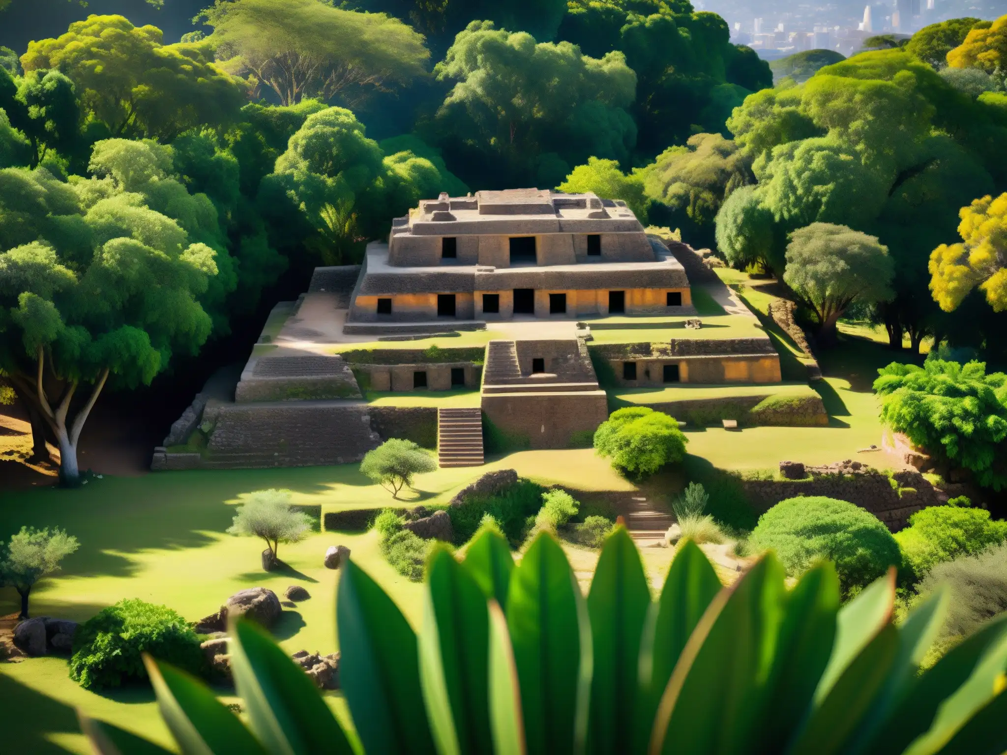 Imagen detallada de las ruinas del tesoro de la Marquesa en la Ciudad de México, con atmósfera legendaria y mística