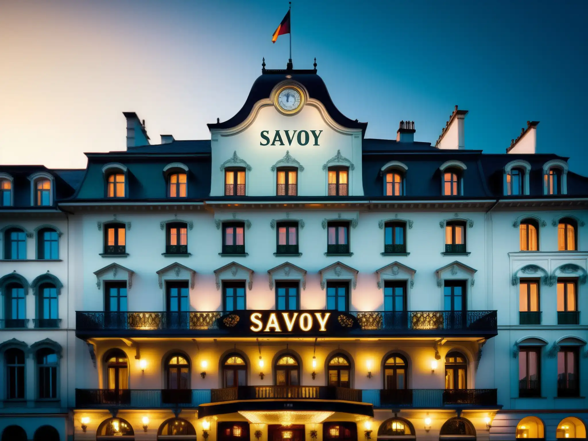 Imagen documental del histórico Hotel Savoy con su grandiosa arquitectura y atmósfera misteriosa, evocando la leyenda del fantasma y sus evidencias