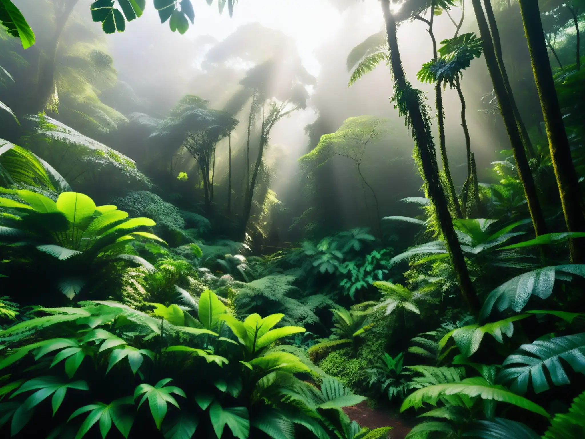 La imagen muestra un exuberante bosque lluvioso en la costa del Pacífico, con la enigmática leyenda de la Tunda