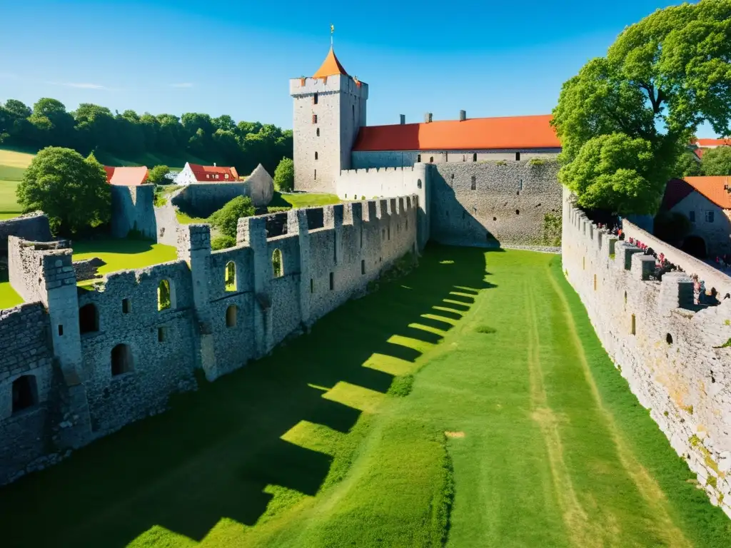 Imagen impactante de las antiguas ruinas de Visby, Suecia, evocando la misteriosa leyenda del Caballero Negro de Suecia