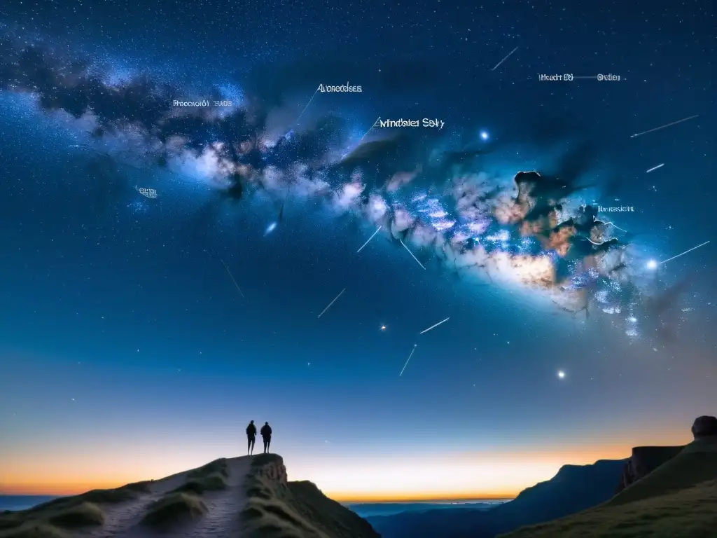 Imagen impactante del cielo nocturno con las constelaciones de Perseo, Andromeda y Cefeo, resaltando sus mitos en detalles sutiles