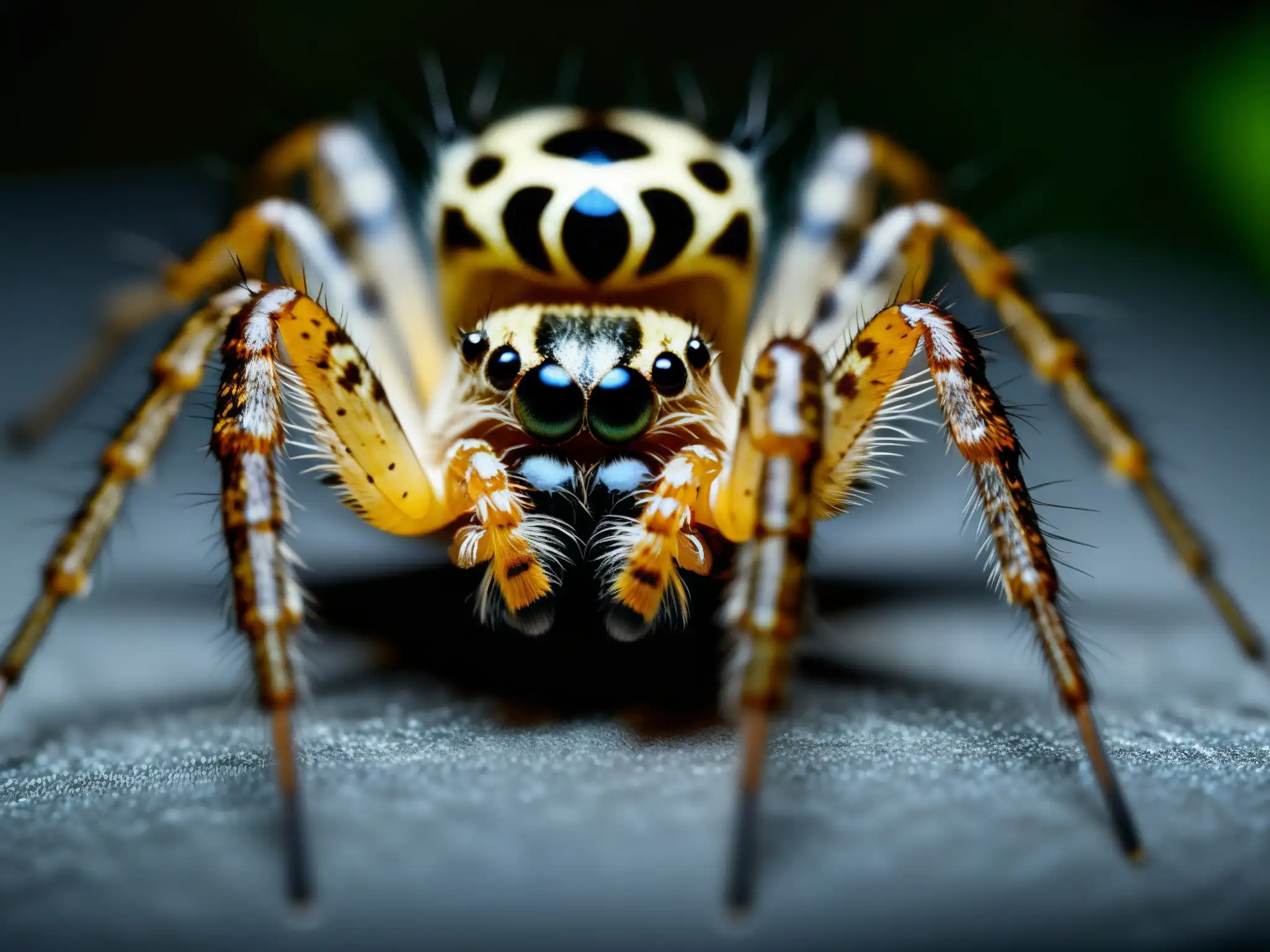 Imagen impactante de una enorme araña Tsuchigumo, con ojos brillantes, lista para atacar en su telaraña