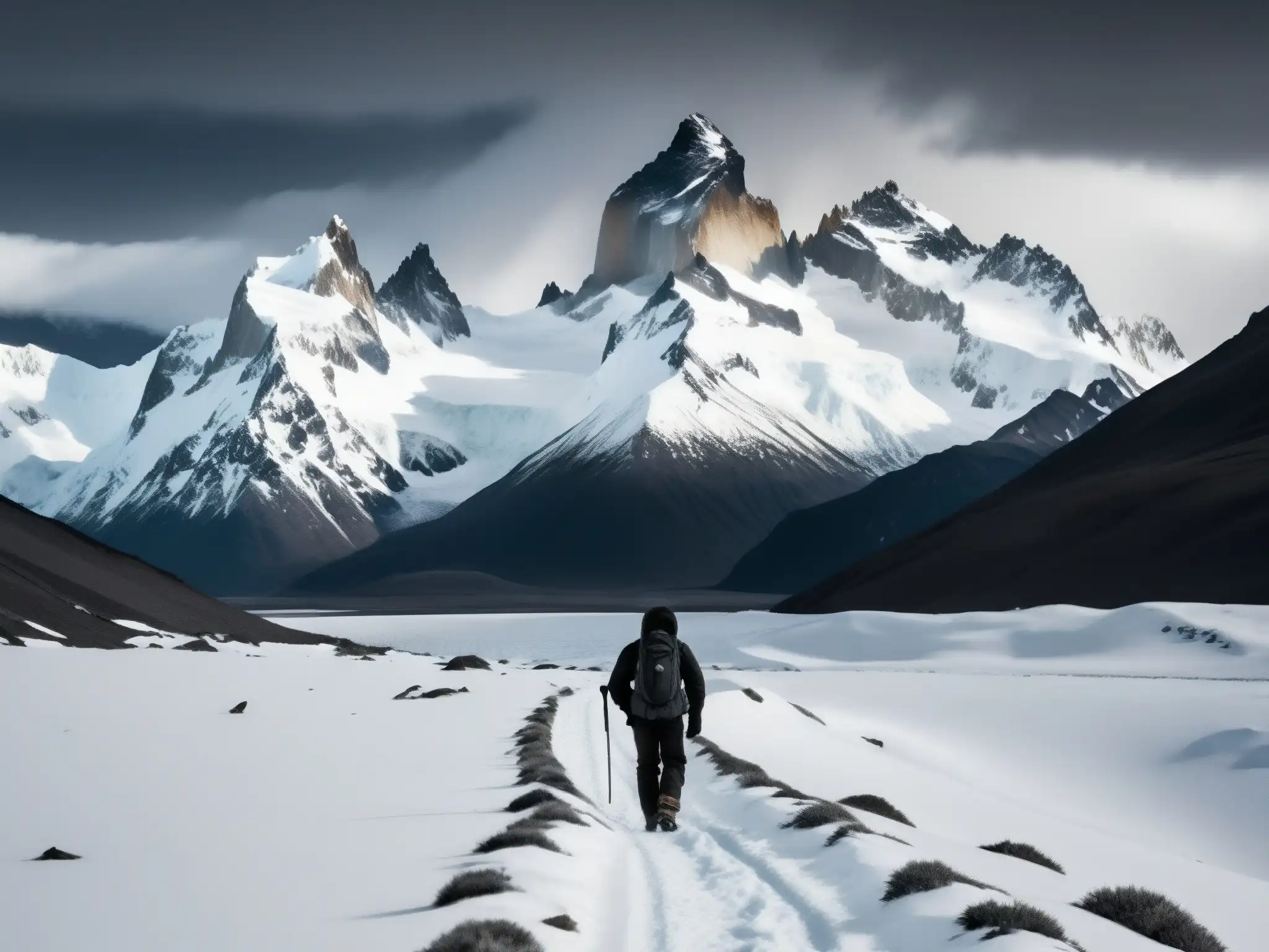 Imagen invernal de la Patagonia con el Mito Viento Blanco