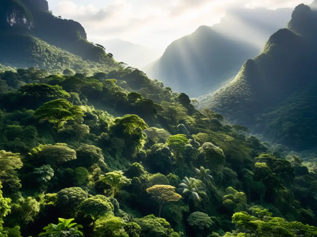 Imagen de los misteriosos bosques del Monte Uluguru, con luz filtrándose entre la densa neblina