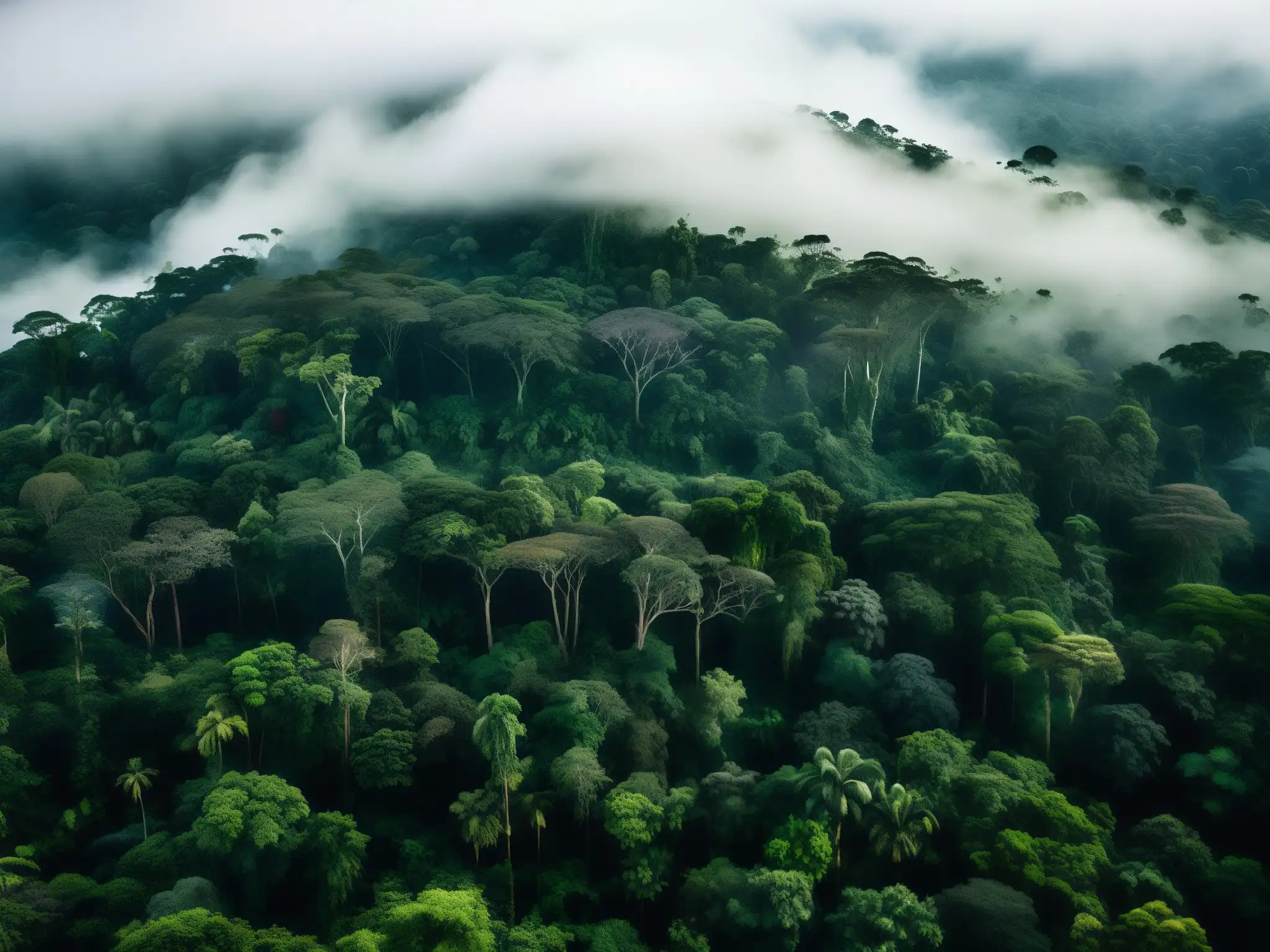 Imagen de la selva amazónica con aura misteriosa y mística, evocando el origen legendario del Mapinguari