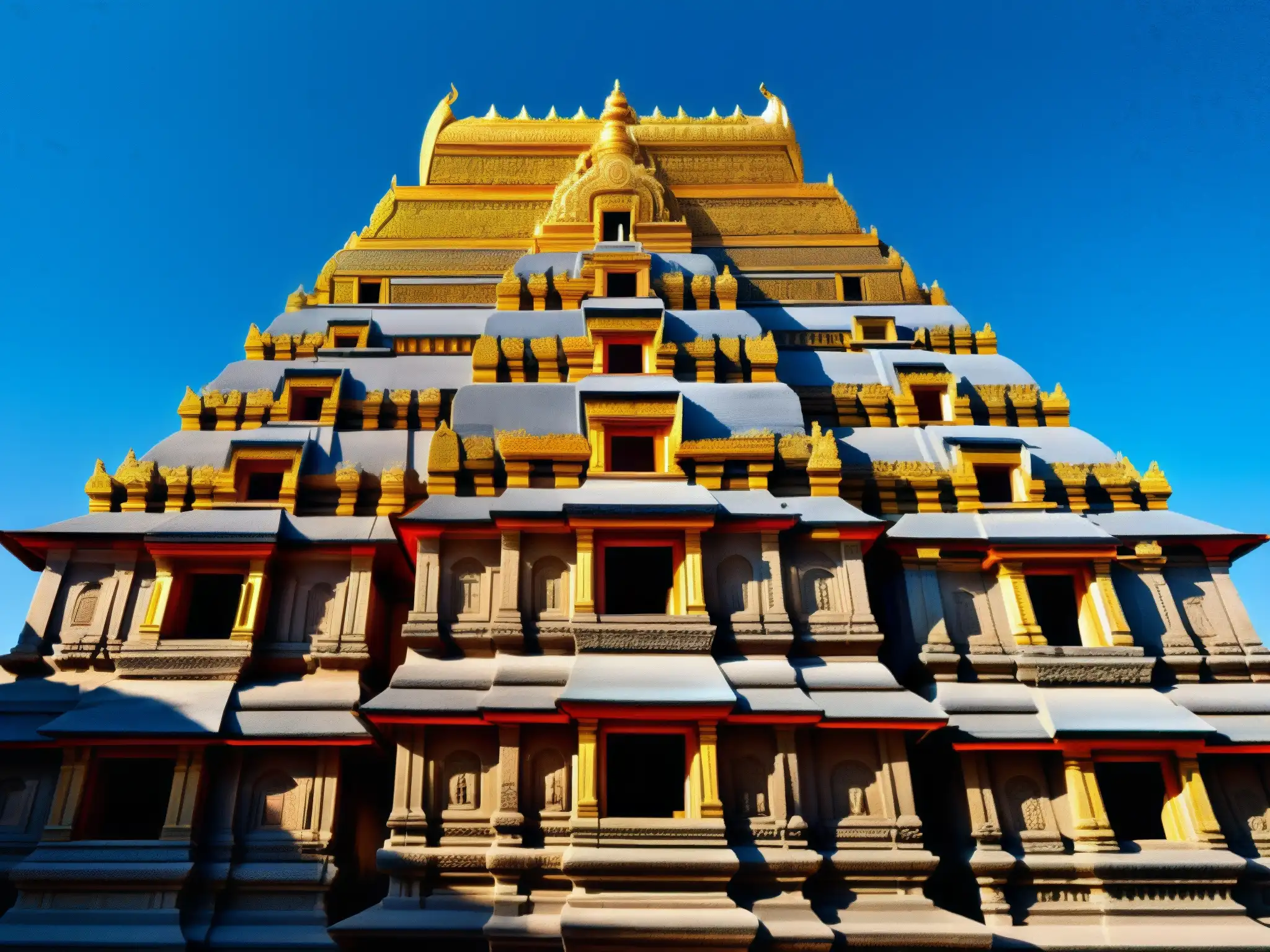 Imagen del templo antiguo de Chinnamasta con detallados grabados y diseño único, bajo un cielo azul
