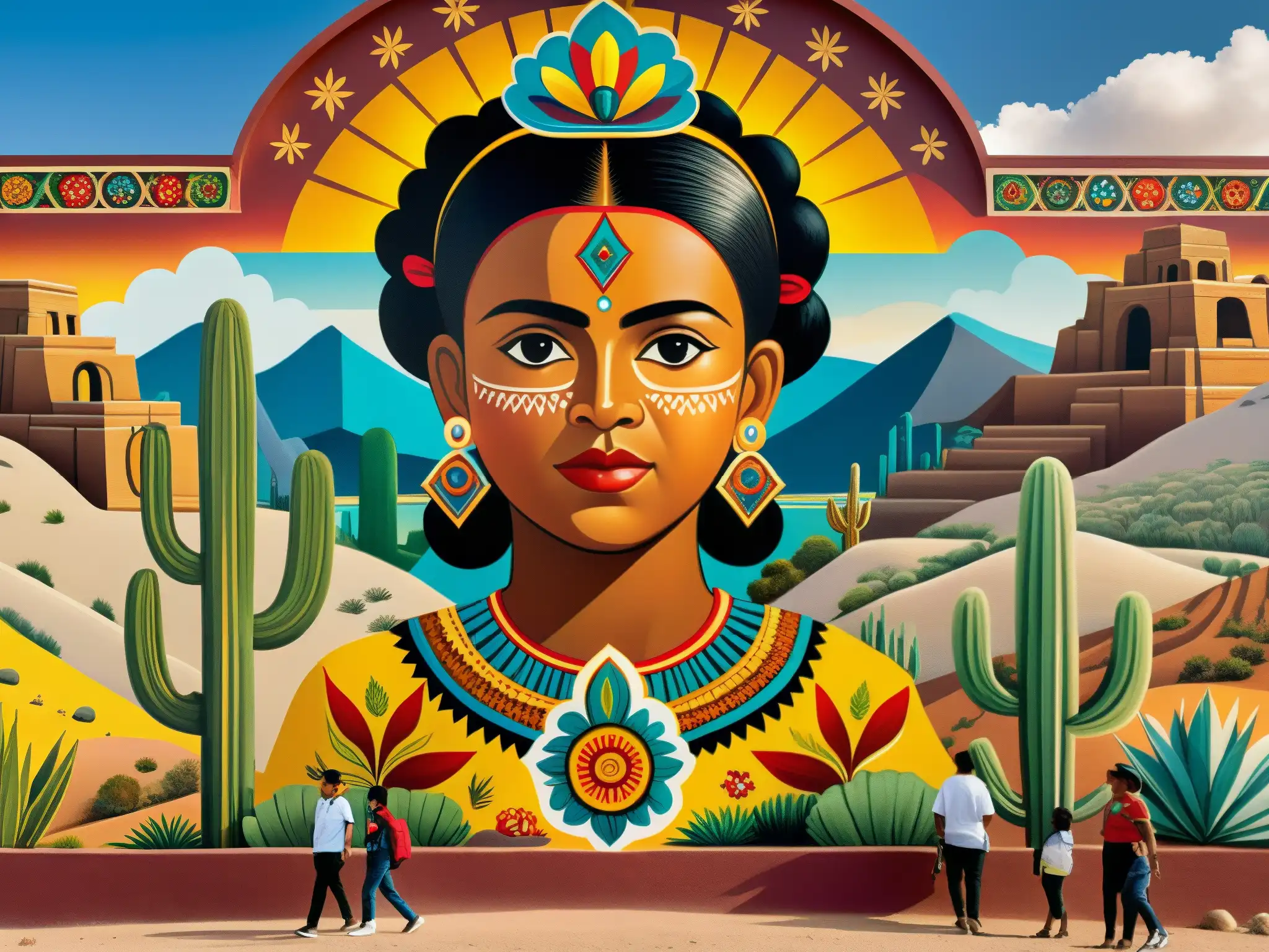 Imagen del vibrante mural del Niño Fidencio en el desierto, reflejando el legado esotérico del curandero mexicano