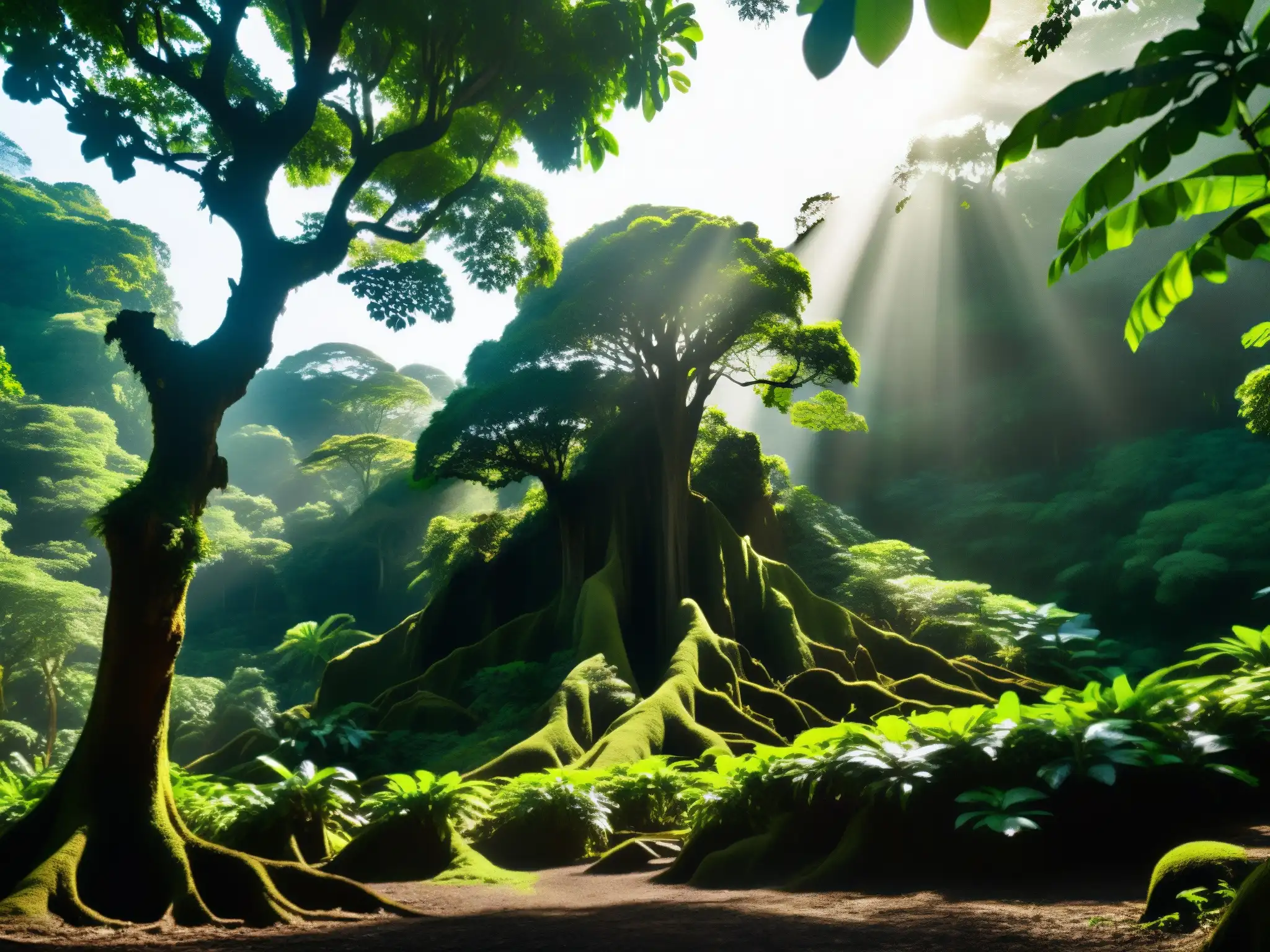 Imponente paisaje de la selva costarricense con tonos vibrantes y la leyenda de La Tulevieja