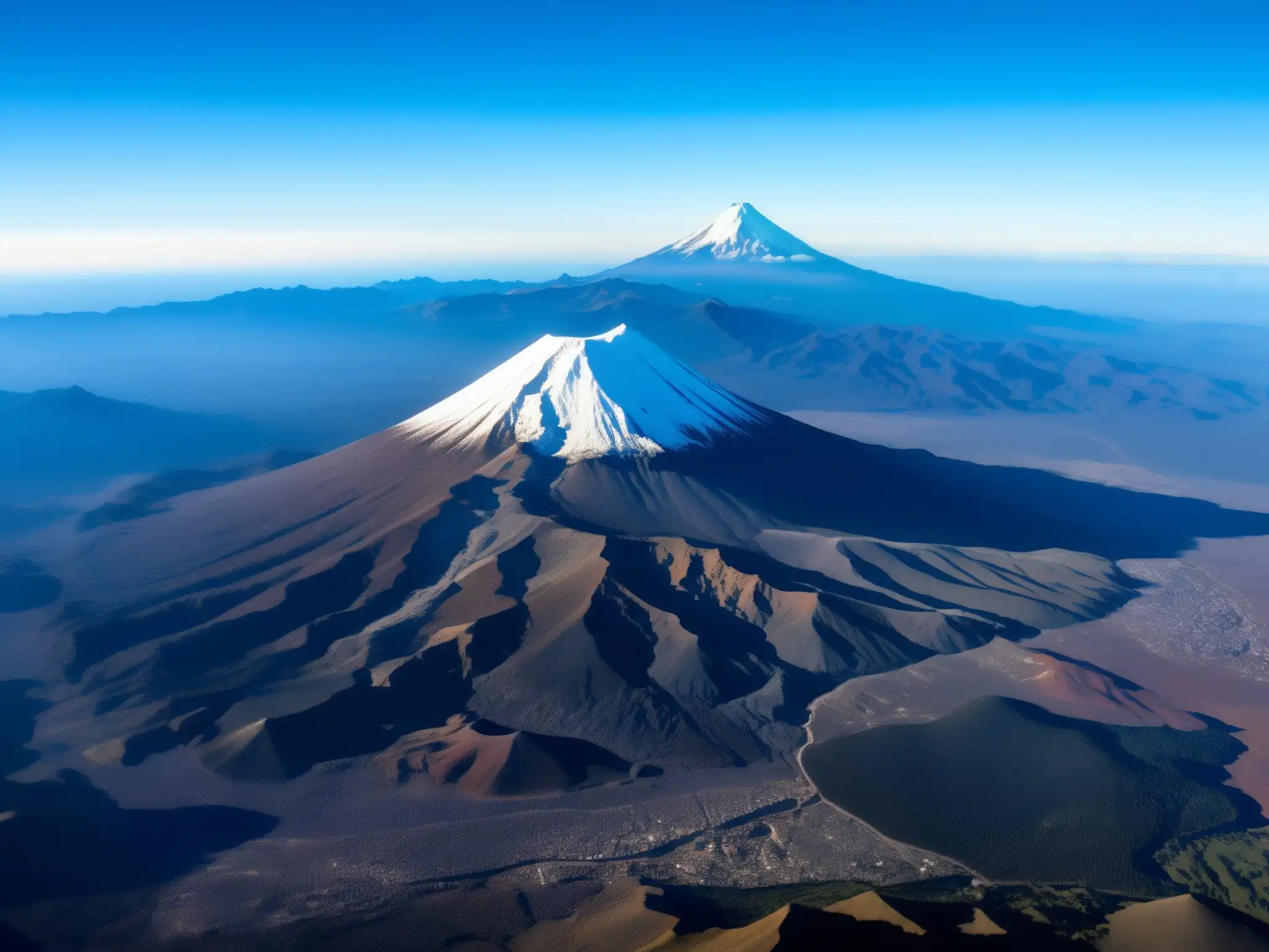 Imponentes volcanes Popocatépetl e Iztaccíhuatl, leyenda amorosa popocatépetl iztaccíhuatl, majestuosos picos nevados, contrastan con el cielo azul