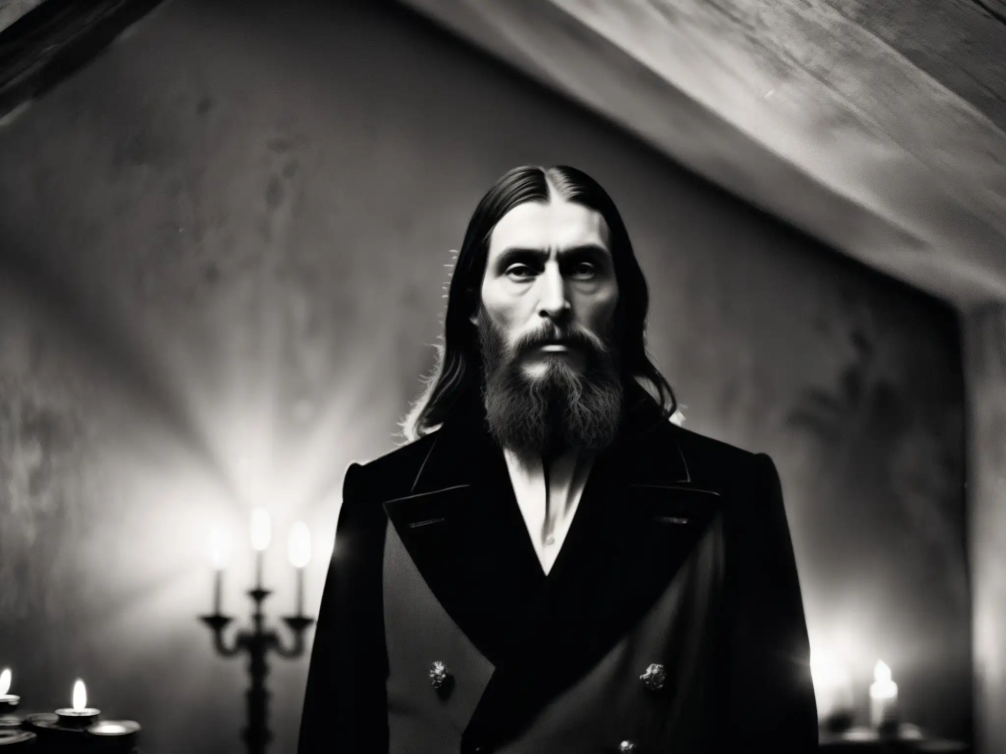 La influencia de Rasputín en leyendas rusas cobra vida en una foto en blanco y negro