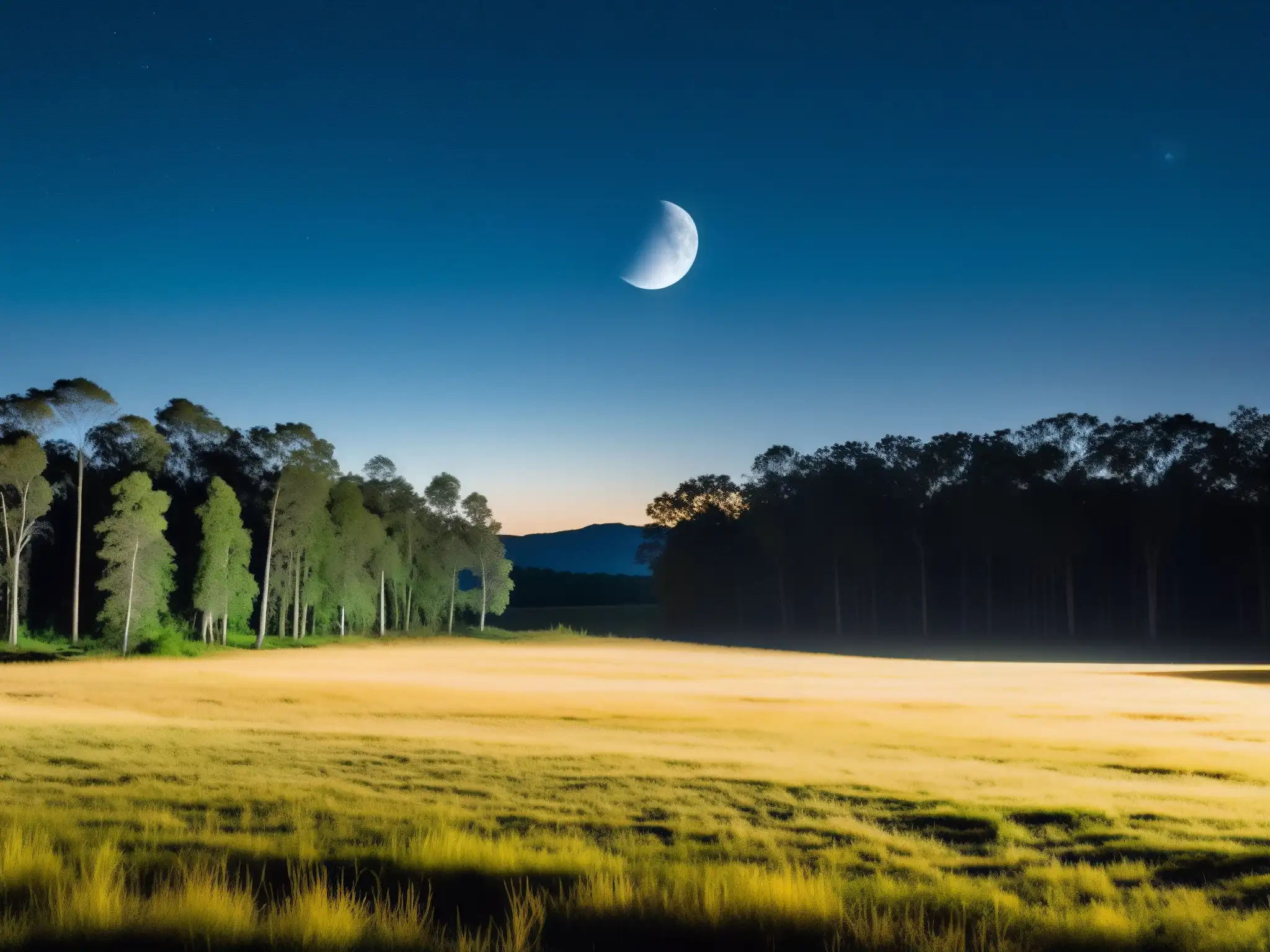 La transformación del Lobizón bajo la luna llena en las pampas, un paisaje misterioso y hermoso