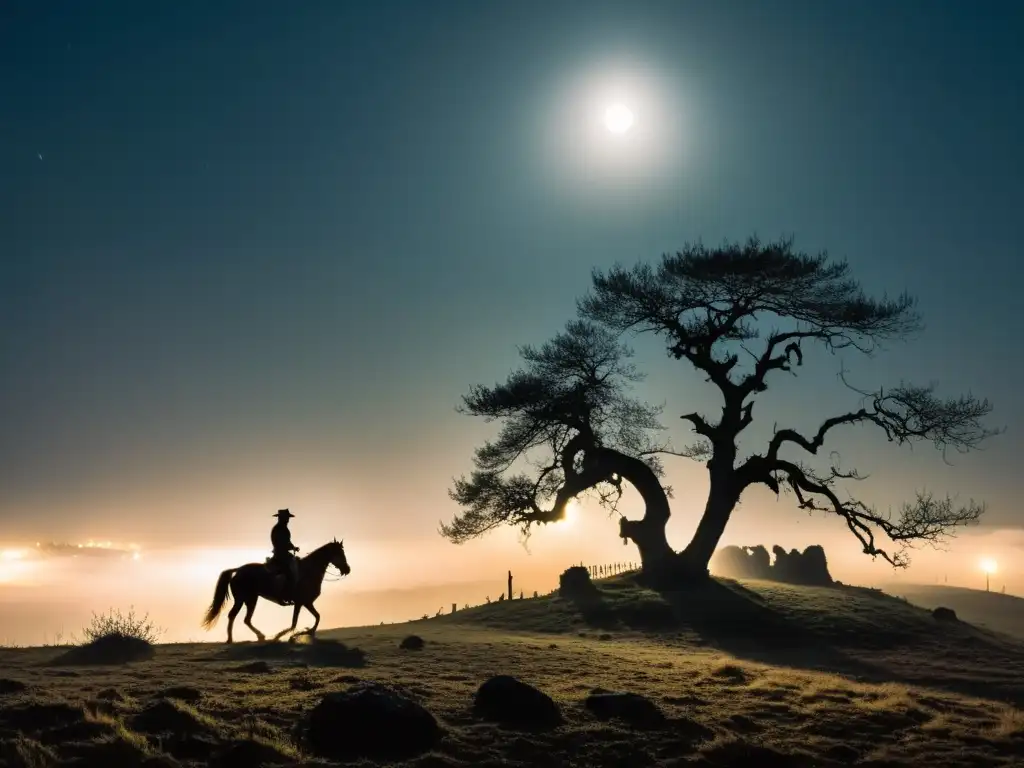 Bajo la luz de la luna, El Jinete sin Cabeza cabalga en la noche, creando una atmósfera misteriosa en el campo español