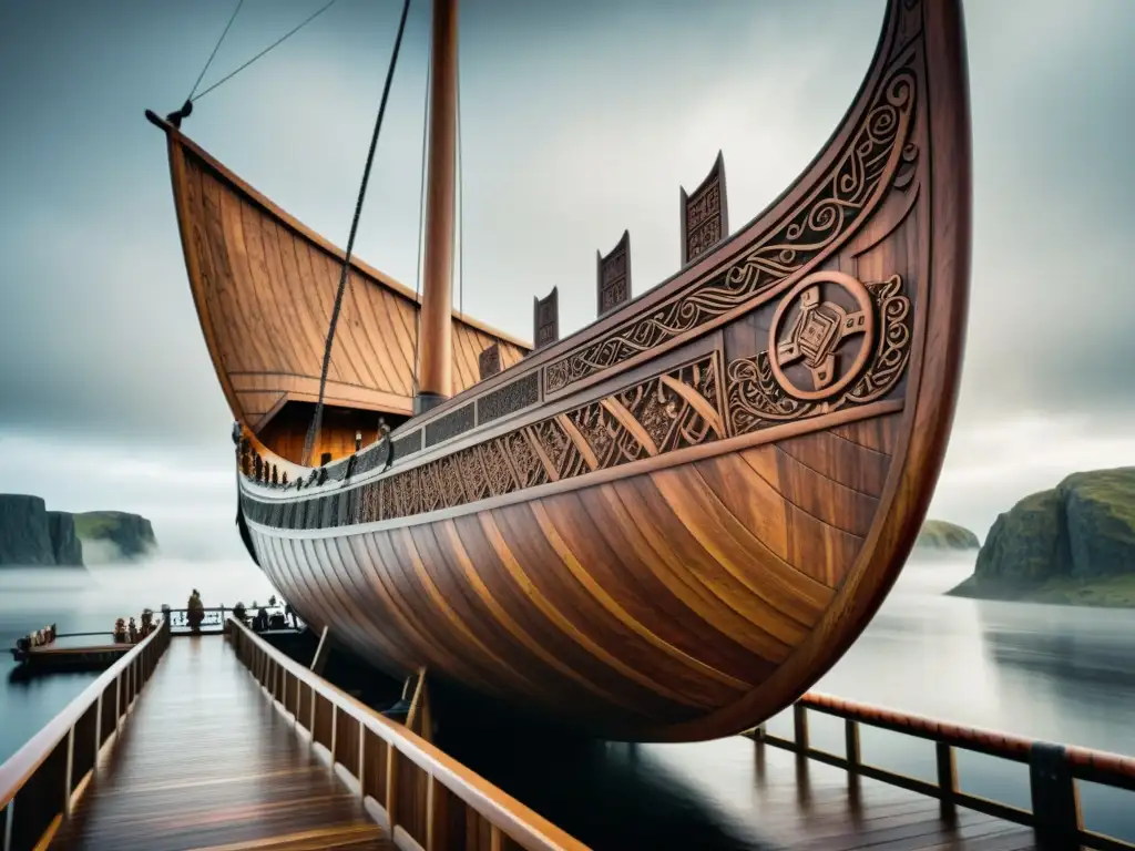 La majestuosa embarcación vikinga Oseberg, rodeada de niebla y misterio, revela los secretos del Barco Fantasma Oseberg