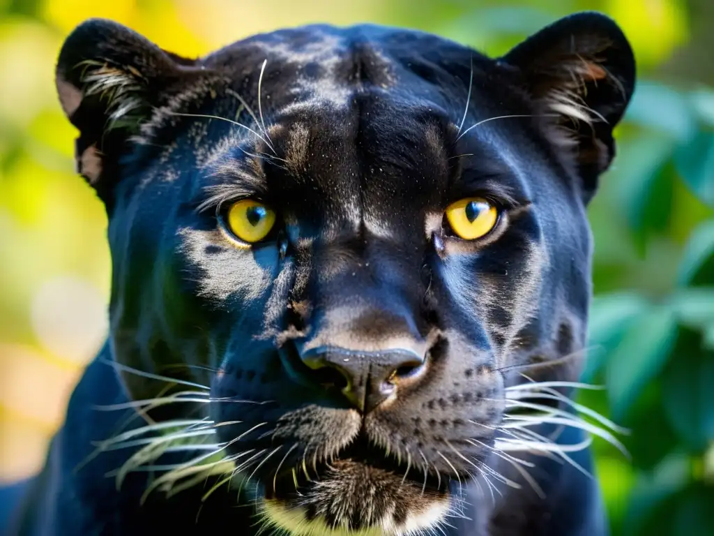 La mirada misteriosa y poderosa de un majestuoso pantera negra en la densa selva